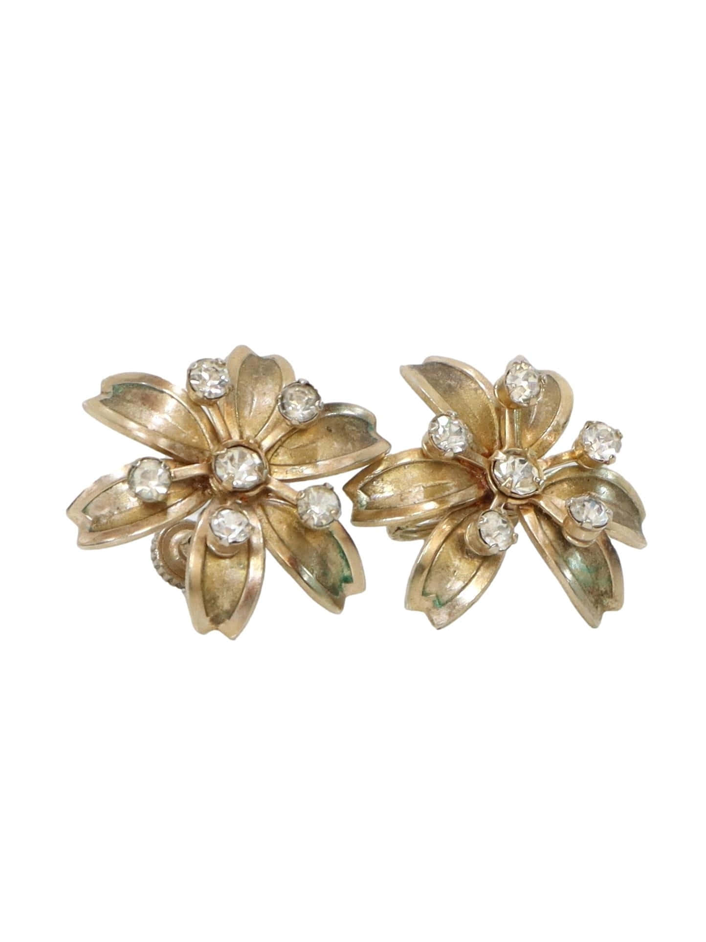 दो सुनहरे फूलों के rhinestones पृष्ठभूमि वॉलपेपर