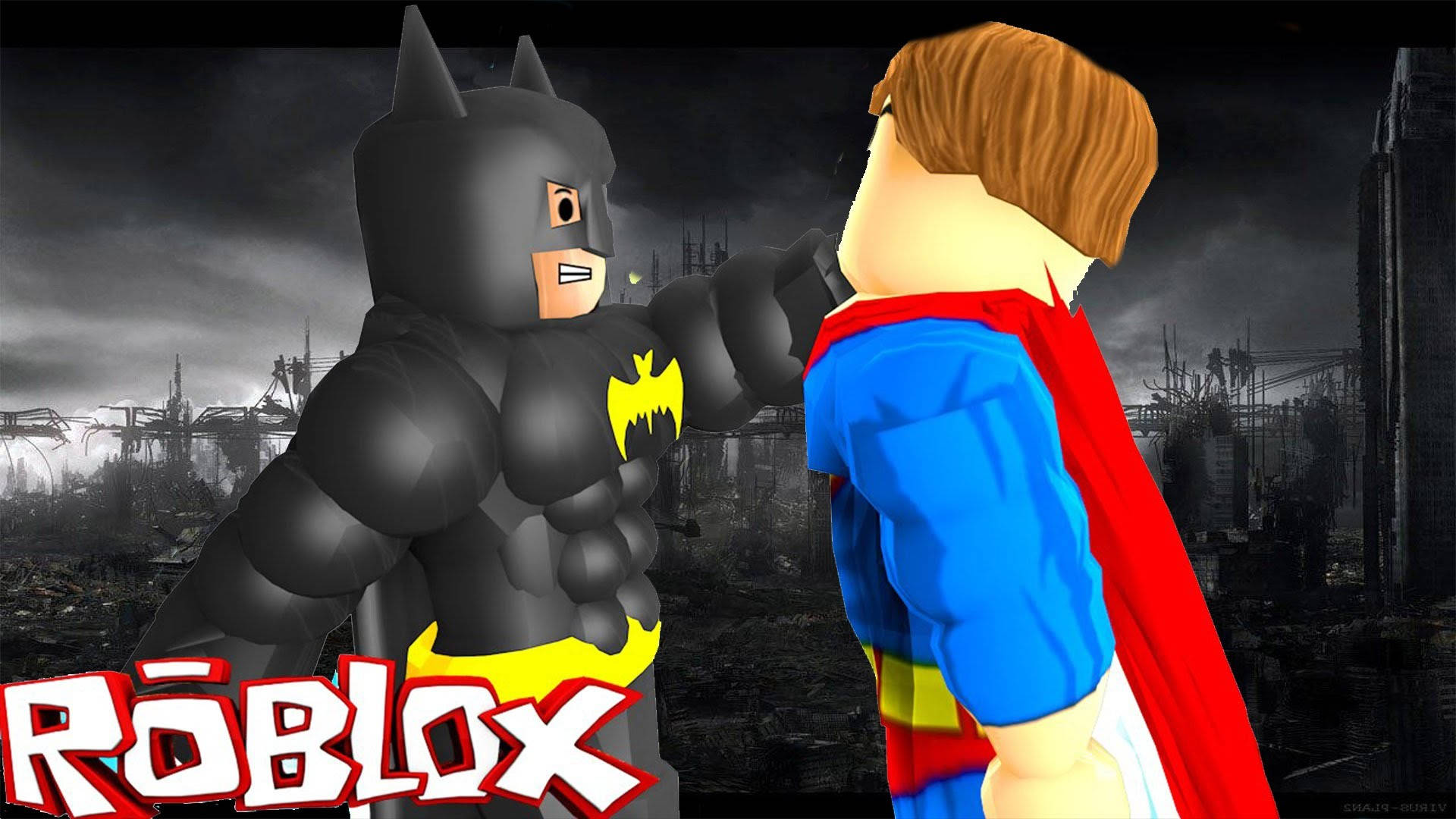 Roblox दुनिया में बैटमैन और सुपरमैन वॉलपेपर