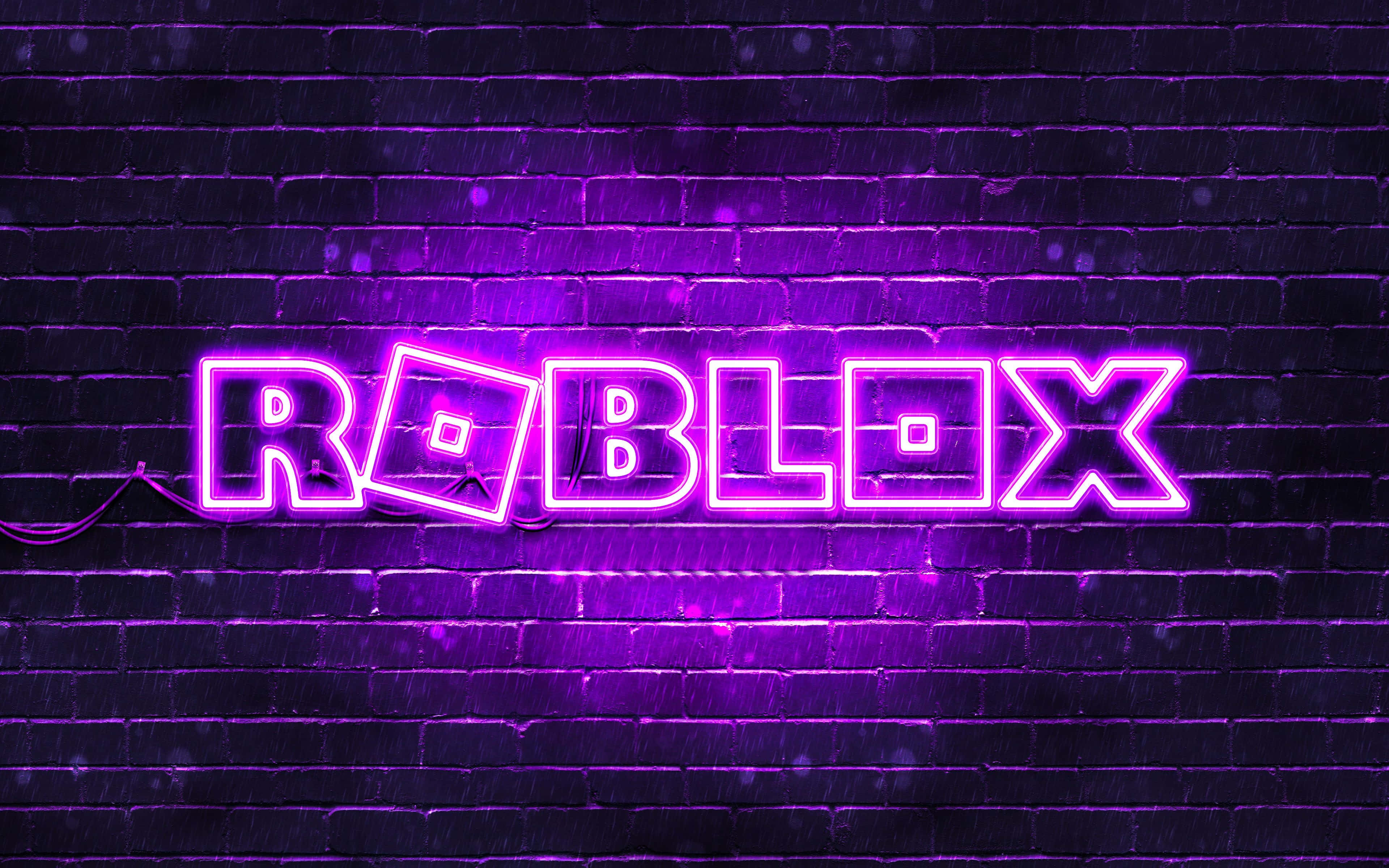 बैंगनी नियॉन Roblox लोगो वॉलपेपर