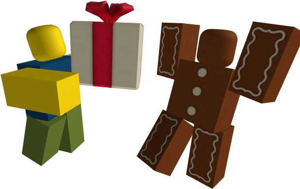 Roblox उपहार और जिंजरब्रेड कैरेक्टर वॉलपेपर