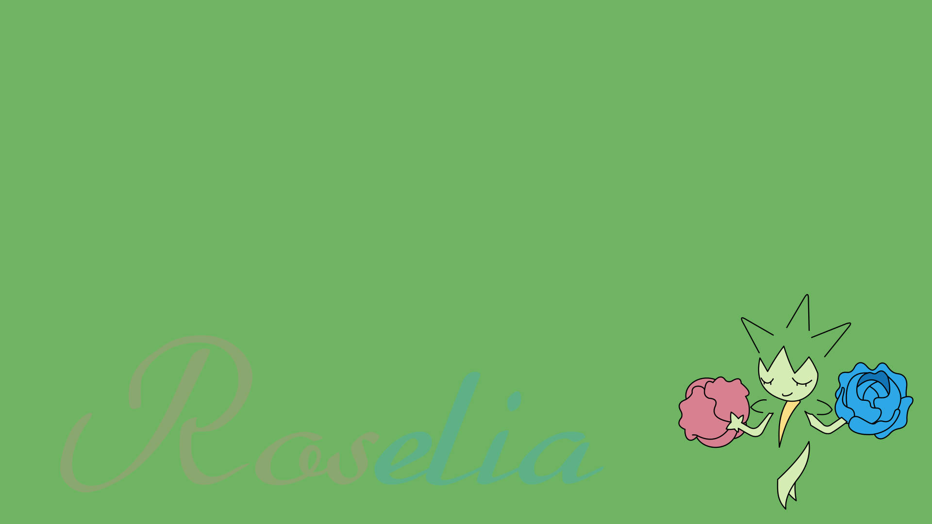 Roselia हरे रंग की पृष्ठभूमि नाम वॉलपेपर