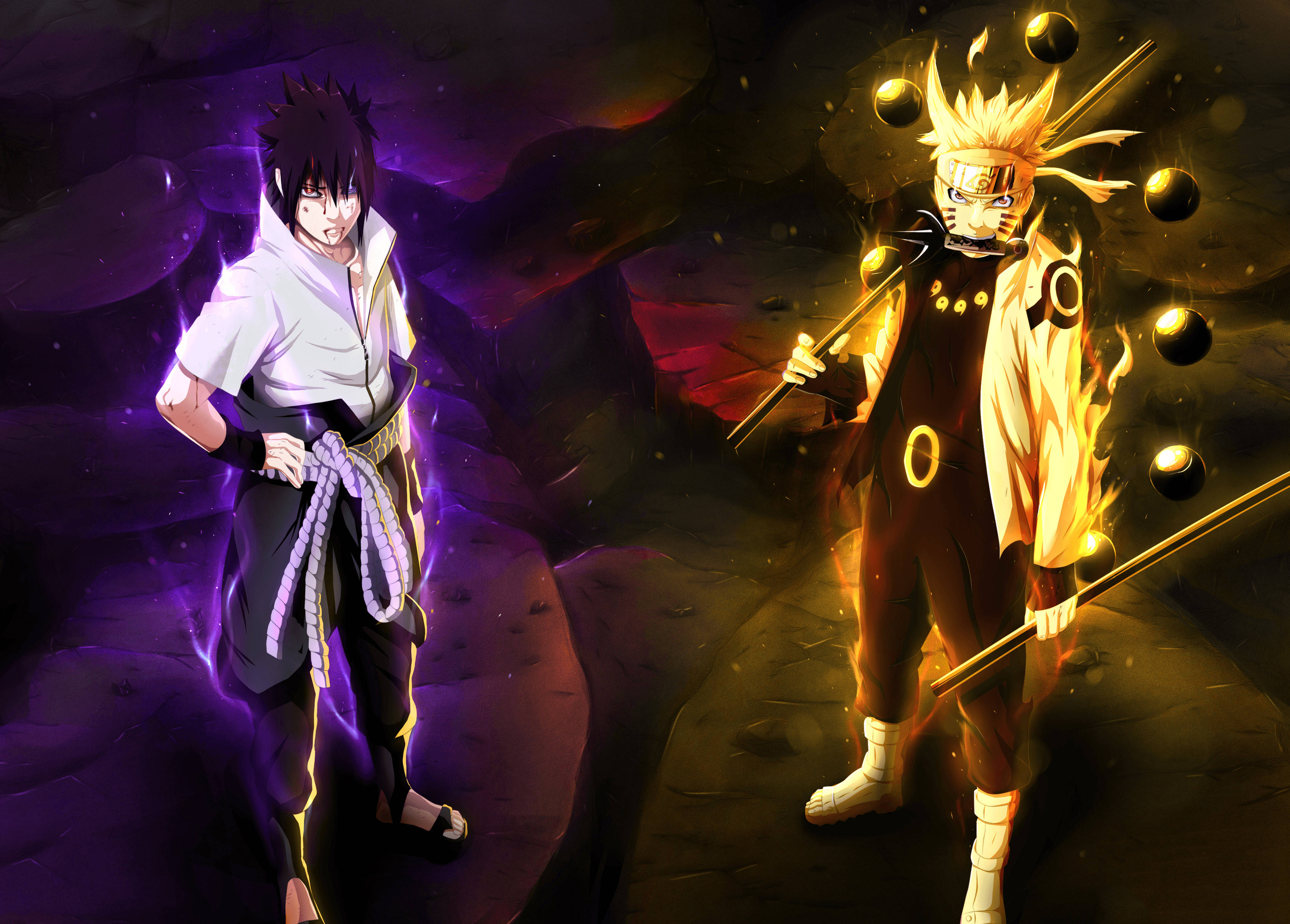 Sasuke और Naruto 4K आभा वॉलपेपर