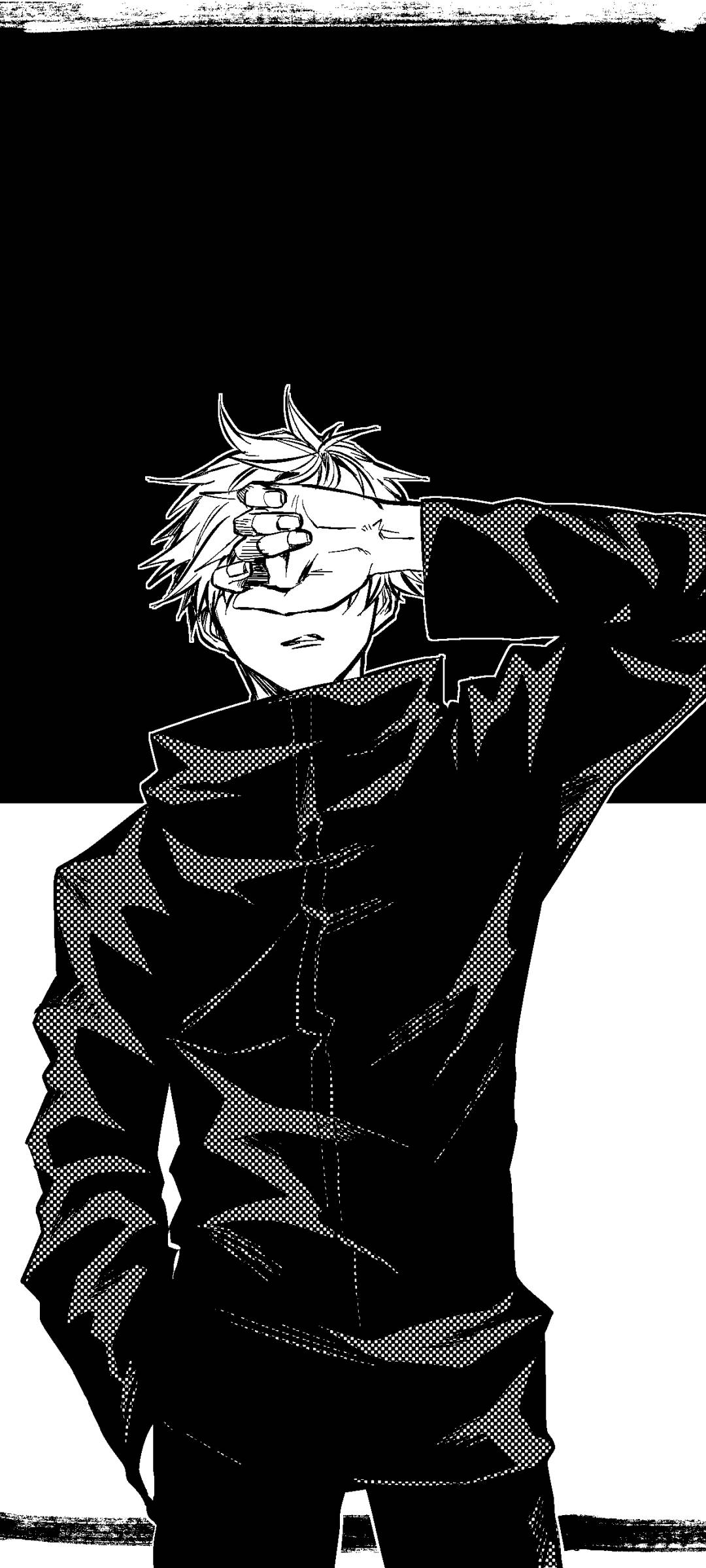 Satoru Gojo मोनोक्रोम आर्ट Jujutsu Kaisen फोन वॉलपेपर