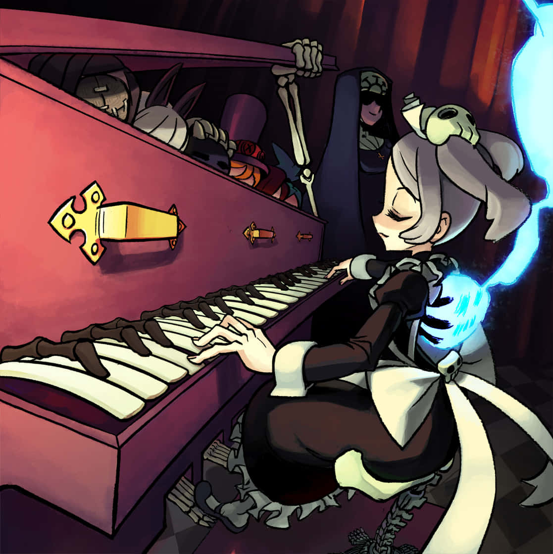 Skullgirls Bloody Marie पियानो बजाती हुई वॉलपेपर