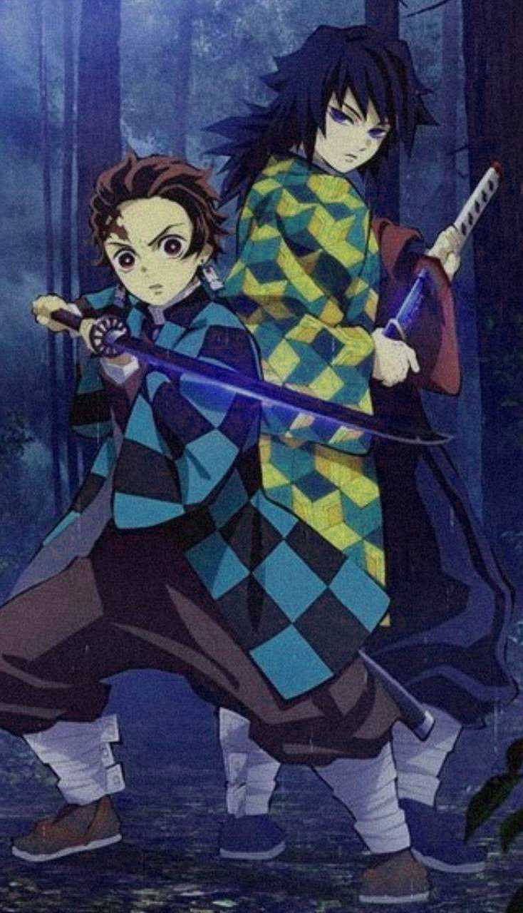 Tanjiro और Giyu Demon Slayer iPhone वॉलपेपर