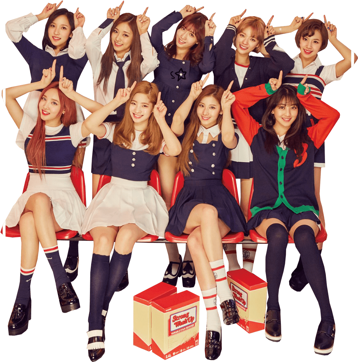 Twice Kpop ग्रुप स्कूल यूनिफॉर्म कॉन्सेप्ट वॉलपेपर