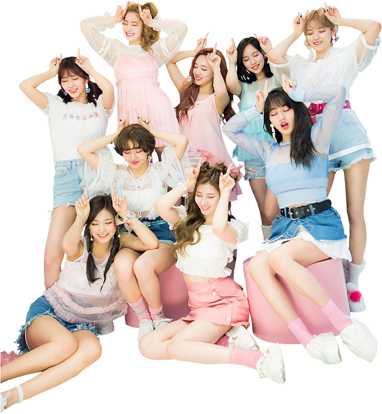 Twice Kpop ग्रुप पोज़ खुशमिज़ाज पोशाकें वॉलपेपर