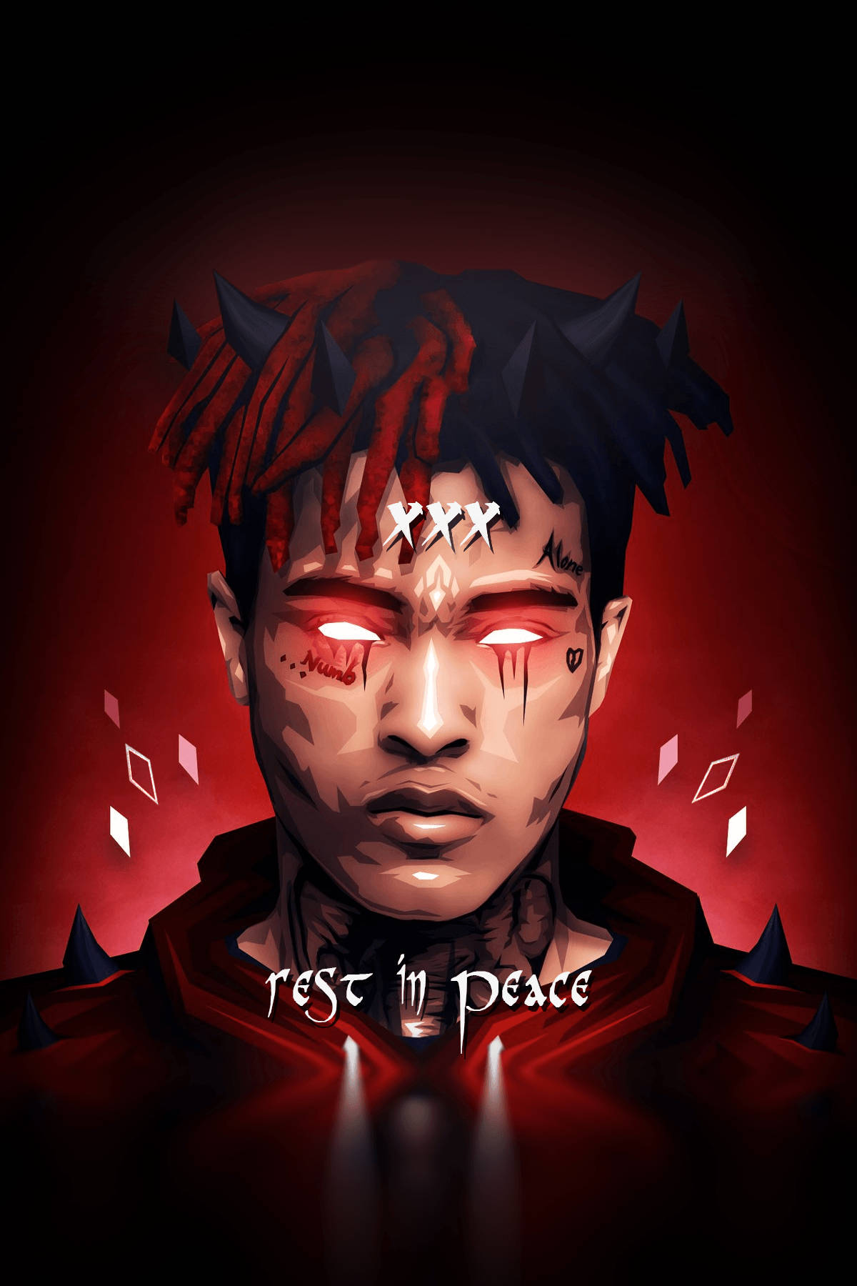 Xxxtentacion एनिमे रैपर सींगों के साथ वॉलपेपर