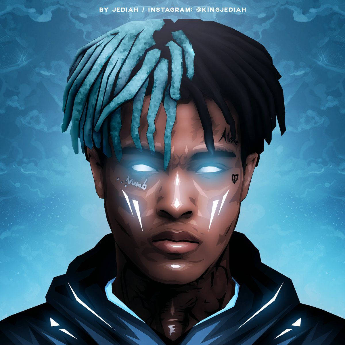 Xxxtentacion एनीमे ब्लू आर्ट वॉलपेपर