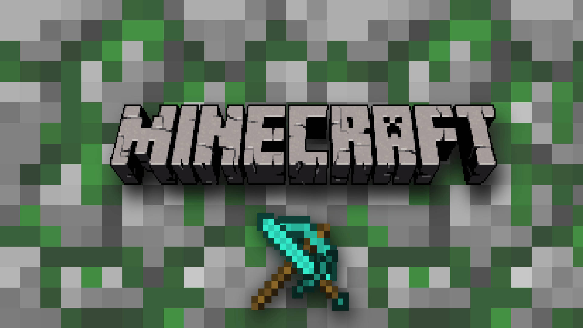 Minecraft टेक्स्ट लोगो और तलवार पिकैक्स वॉलपेपर — माइनक्राफ्ट वॉलपेपर