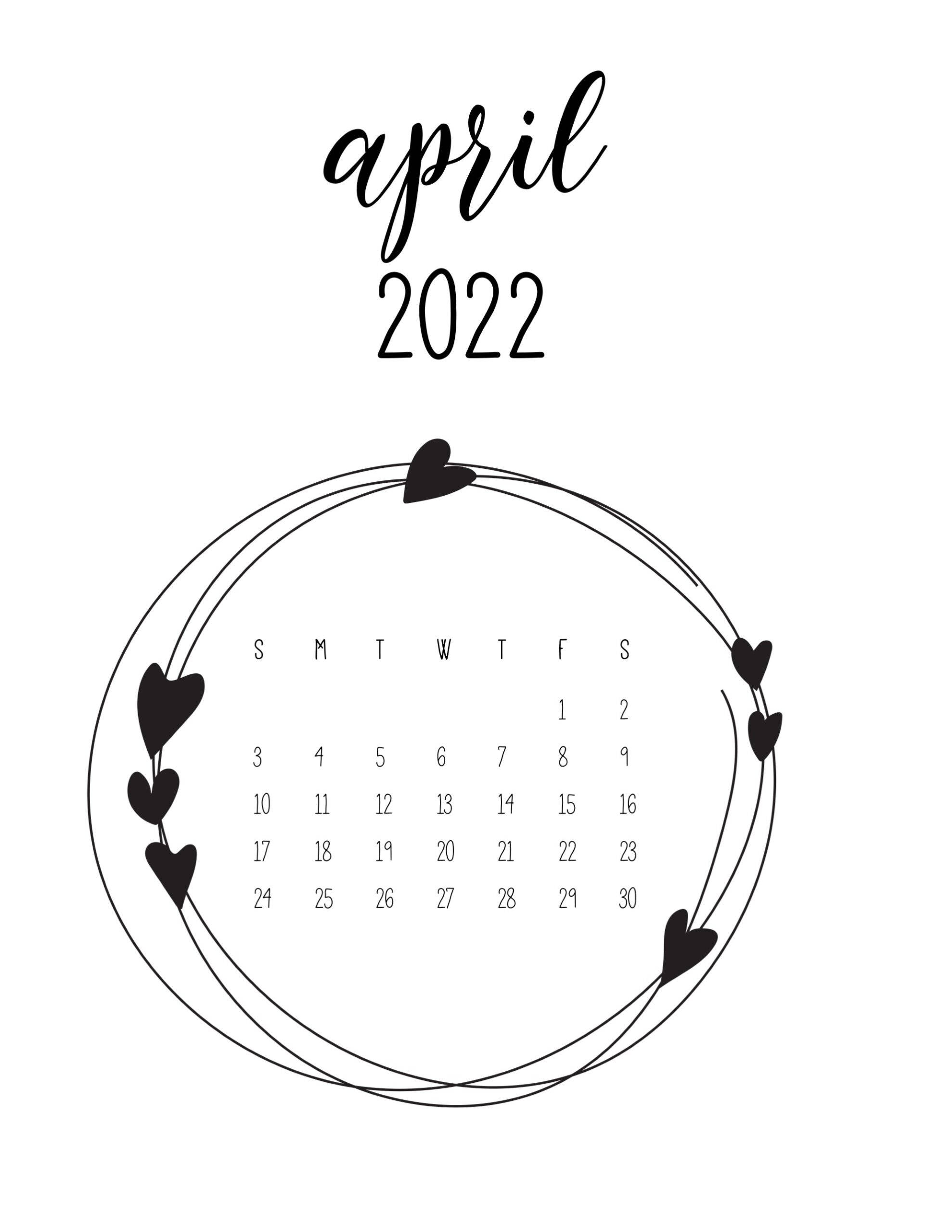 अप्रैल 2022 काला और सफेद कैलेंडर वॉलपेपर