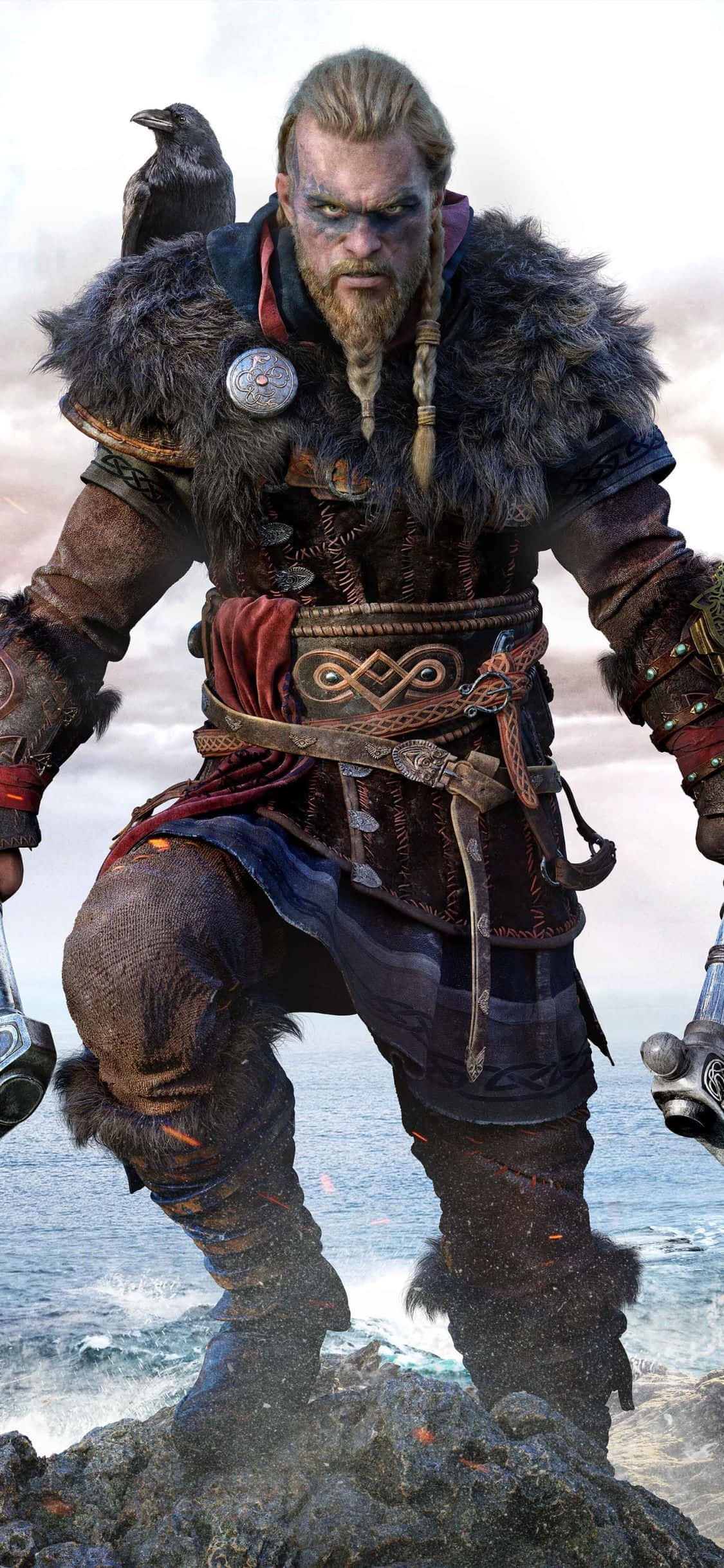 आईफोन Xs Assassin's Creed Valhalla पहाड़ी की चोटी पर ईवोर पृष्ठभूमि वॉलपेपर