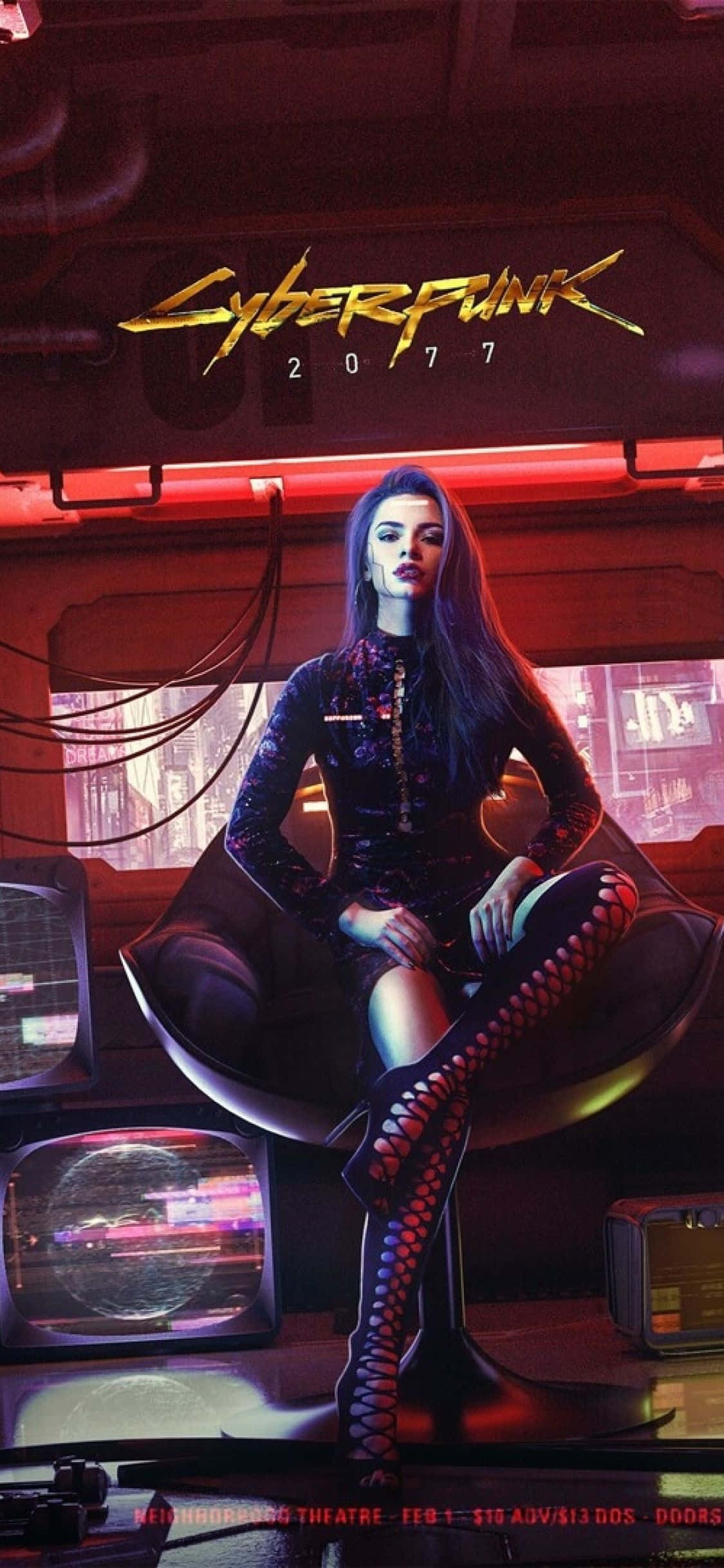 iPhone XS Max Cyberpunk 2077 साइबोर्ग महिला पृष्ठभूमि वॉलपेपर