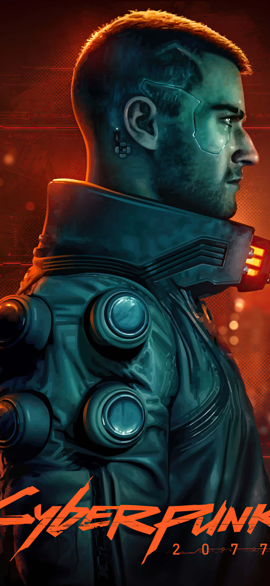 iPhone X Cyberpunk 2077 पृष्ठभूमि पोस्टर जैकेट पहने आदमी वॉलपेपर
