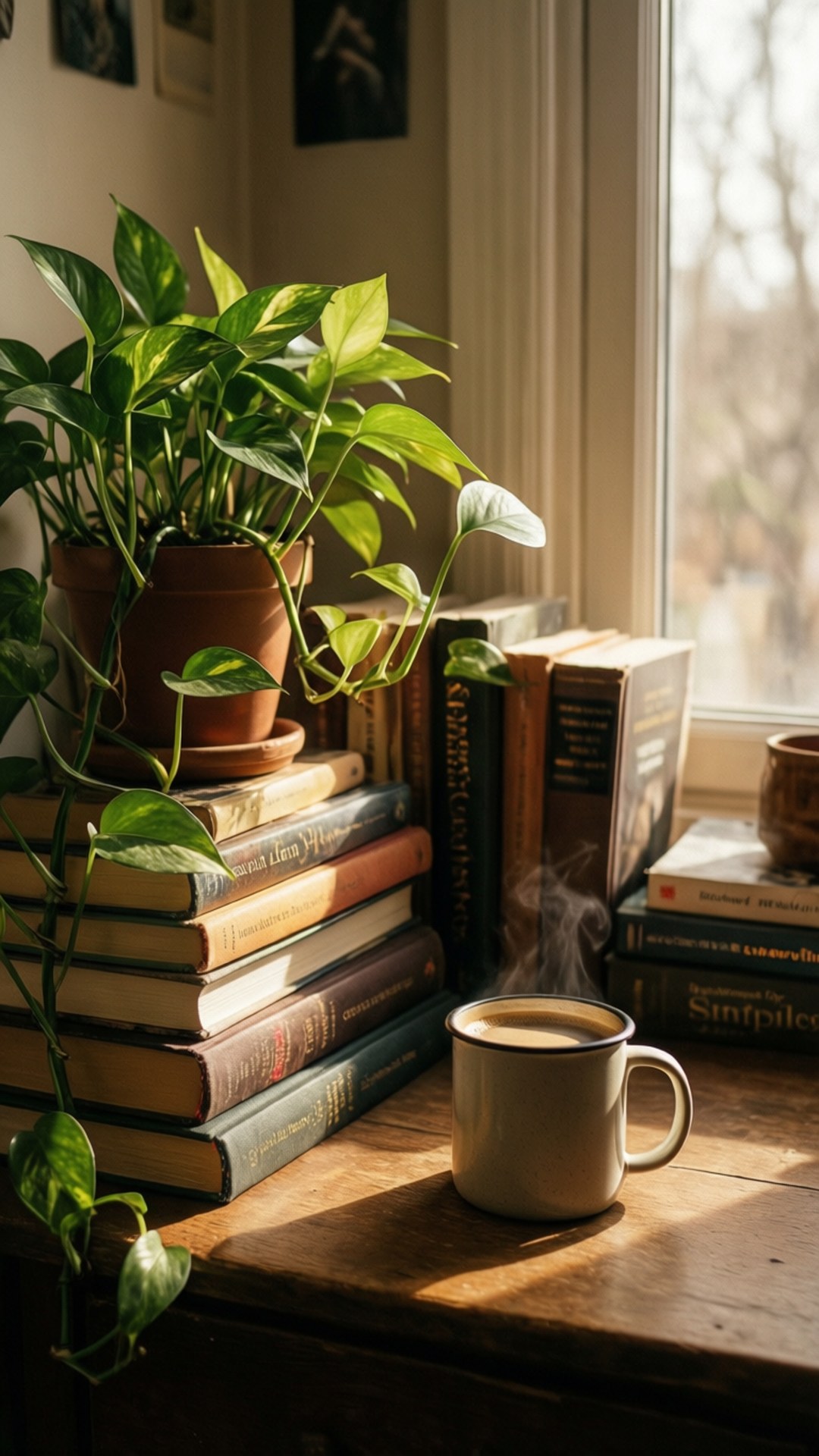 आरामदायक पढ़ने का कोना वॉलपेपर