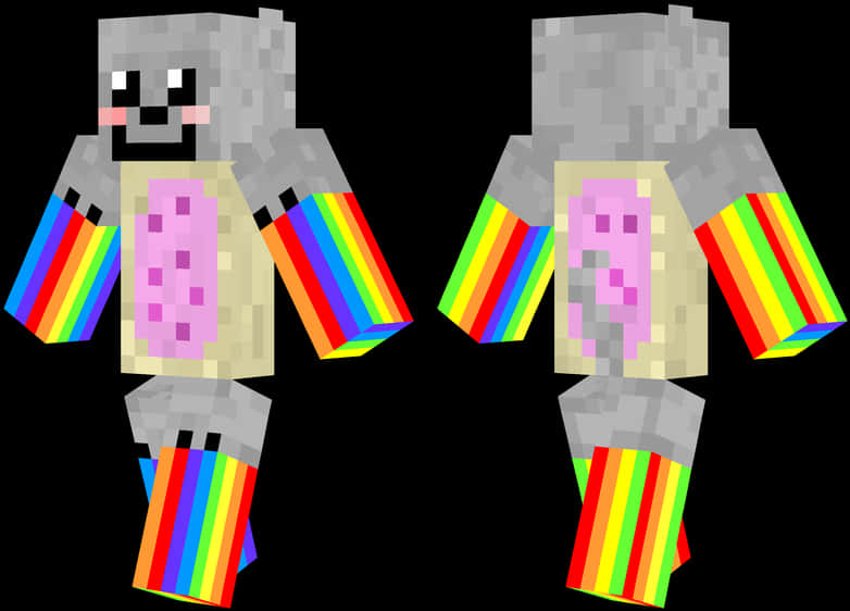 इंद्रधनुषी हथियारों वाला Minecraft स्किन वॉलपेपर
