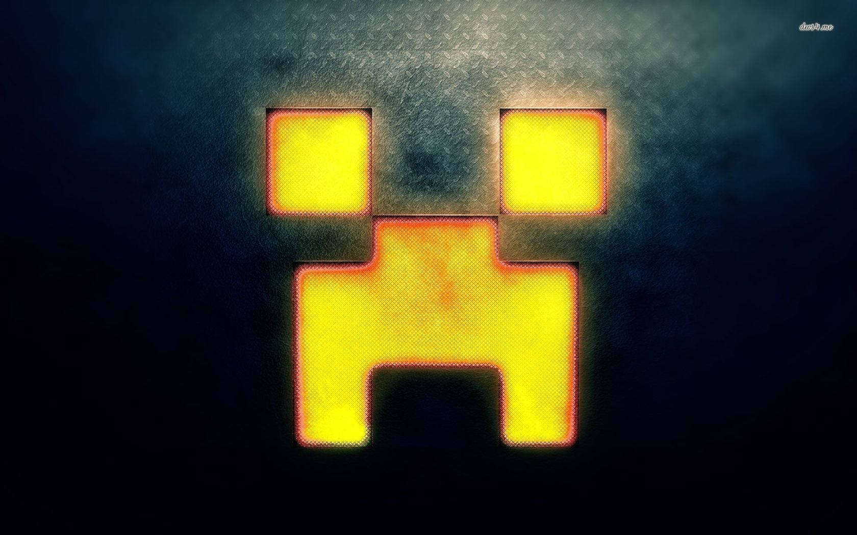 Minecraft पिक्सेल नारंगी क्रीपर चेहरा चमकता वॉलपेपर — माइनक्राफ्ट वॉलपेपर