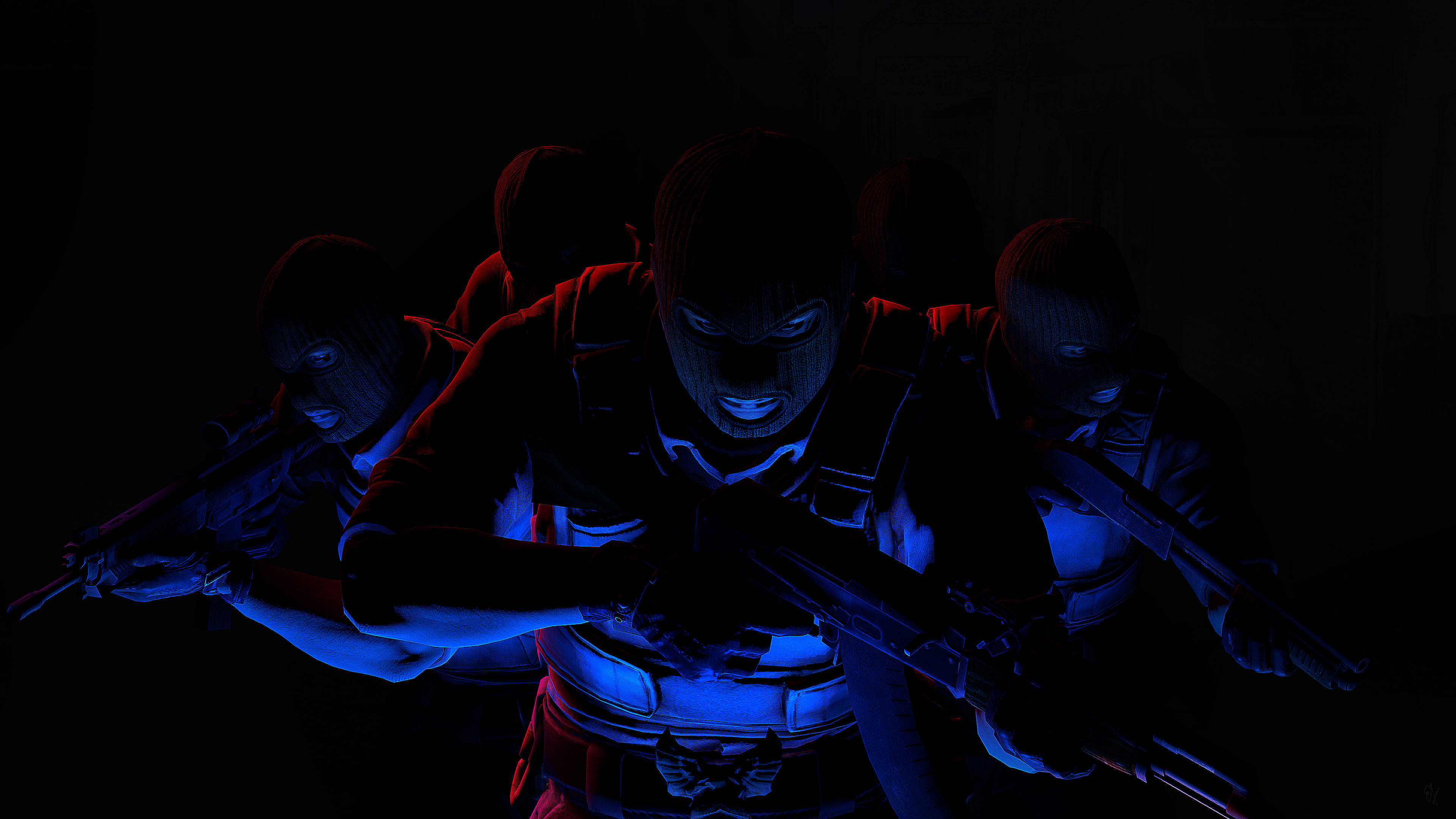 एक्शन-पैक्ड शोडाउन 4K में CS: GO एलीट क्रू सीन वॉलपेपर