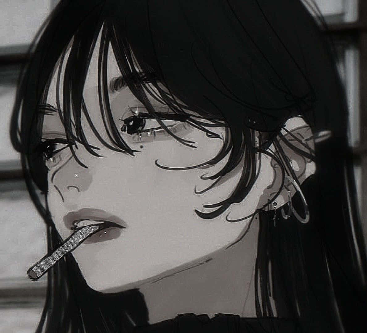 एनिमे लड़कियों का धूम्रपान करता प्रोफाइल चित्र — एनीमे लड़की वॉलपेपर