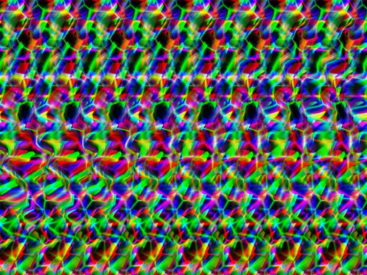 एब्सट्रैक्ट ग्रीन मैजिक आई 3D स्टीरियोग्राम तस्वीर वॉलपेपर