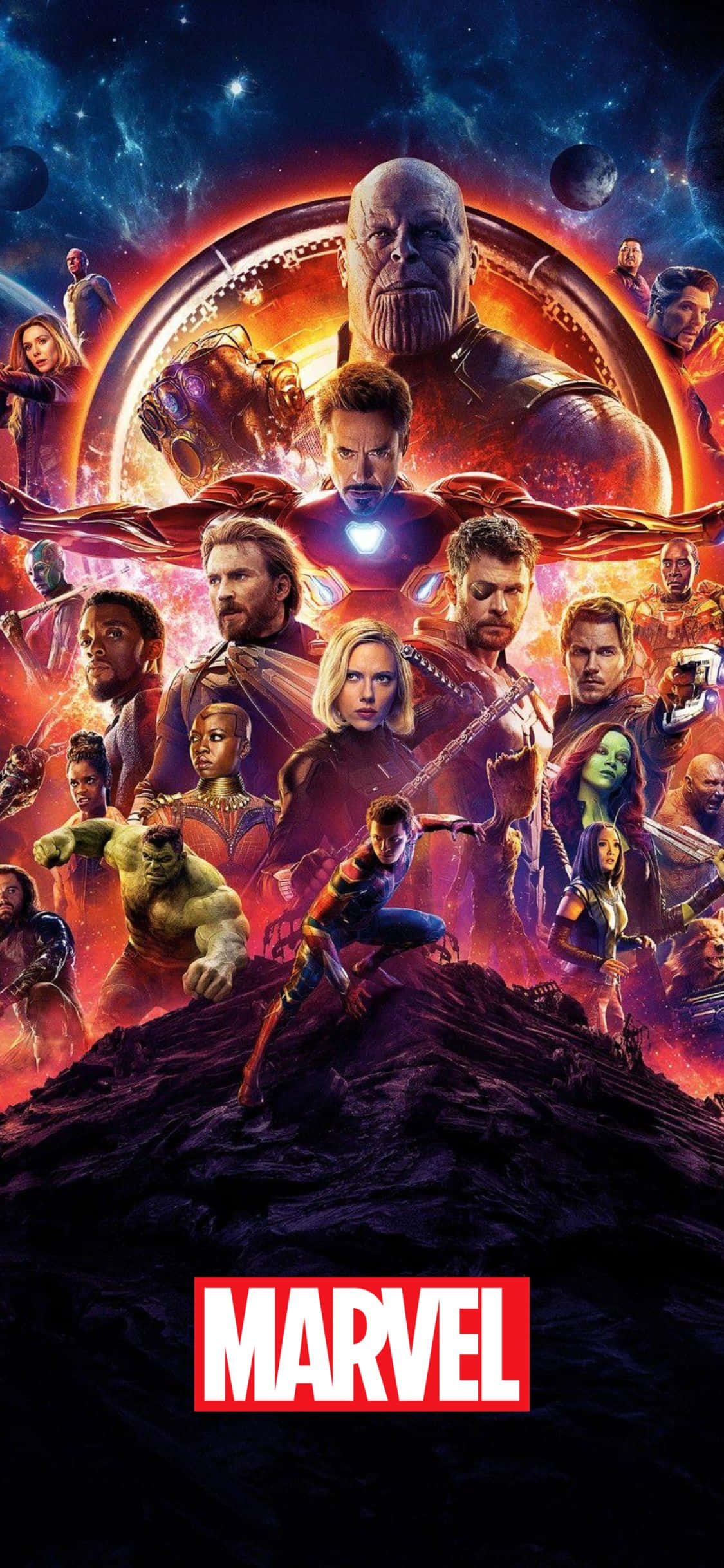 एवेंजर्स: इन्फिनिटी वॉर पोस्टर iPhone XS मार्वल बैकग्राउंड वॉलपेपर