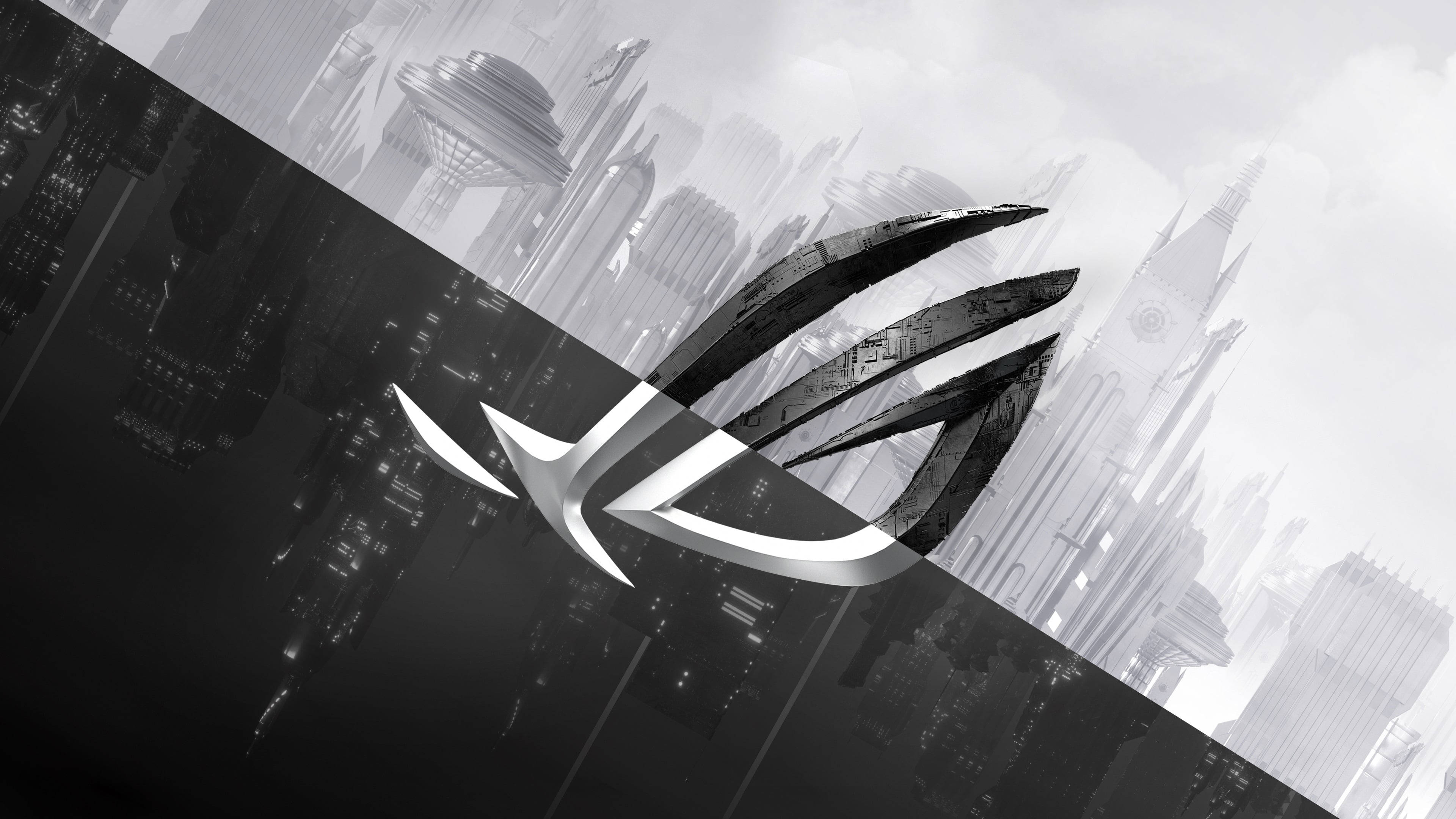 काला और सफेद Asus ROG गेमिंग लैपटॉप लोगो वॉलपेपर