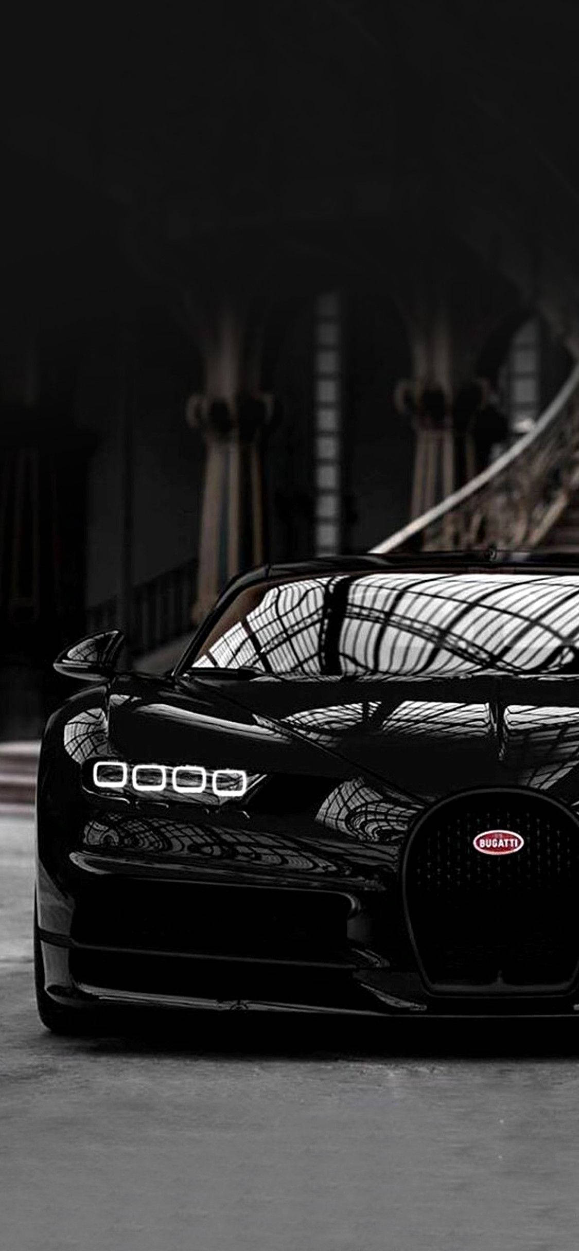 काली Bugatti Chiron iPhone कार वॉलपेपर
