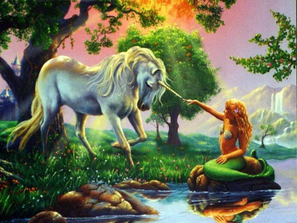 जंगल में गेंडा और जलपरी, रहस्यमयी वॉलपेपर। — मरमेड वॉलपेपर