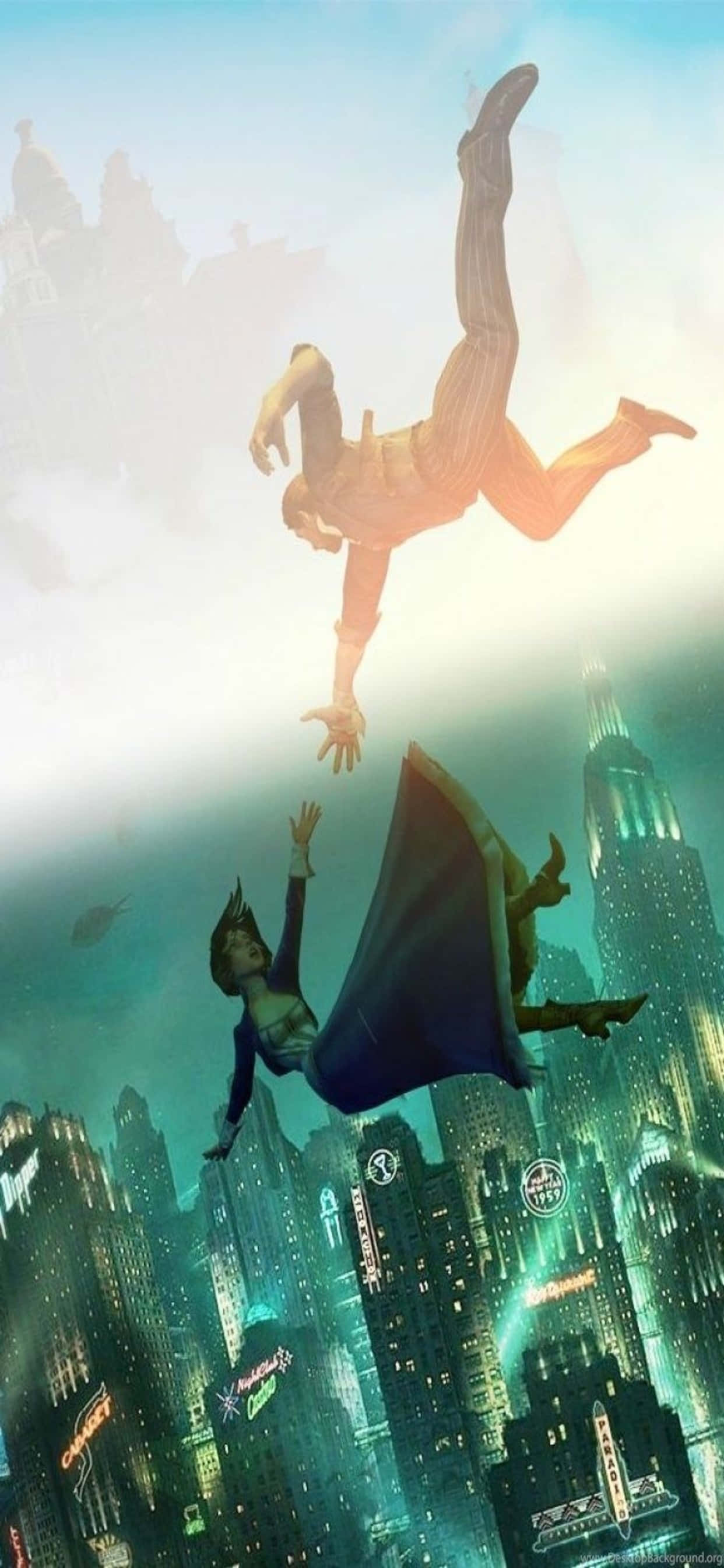 गिरता हुआ iPhone XS Max Bioshock Infinite बैकग्राउंड वॉलपेपर