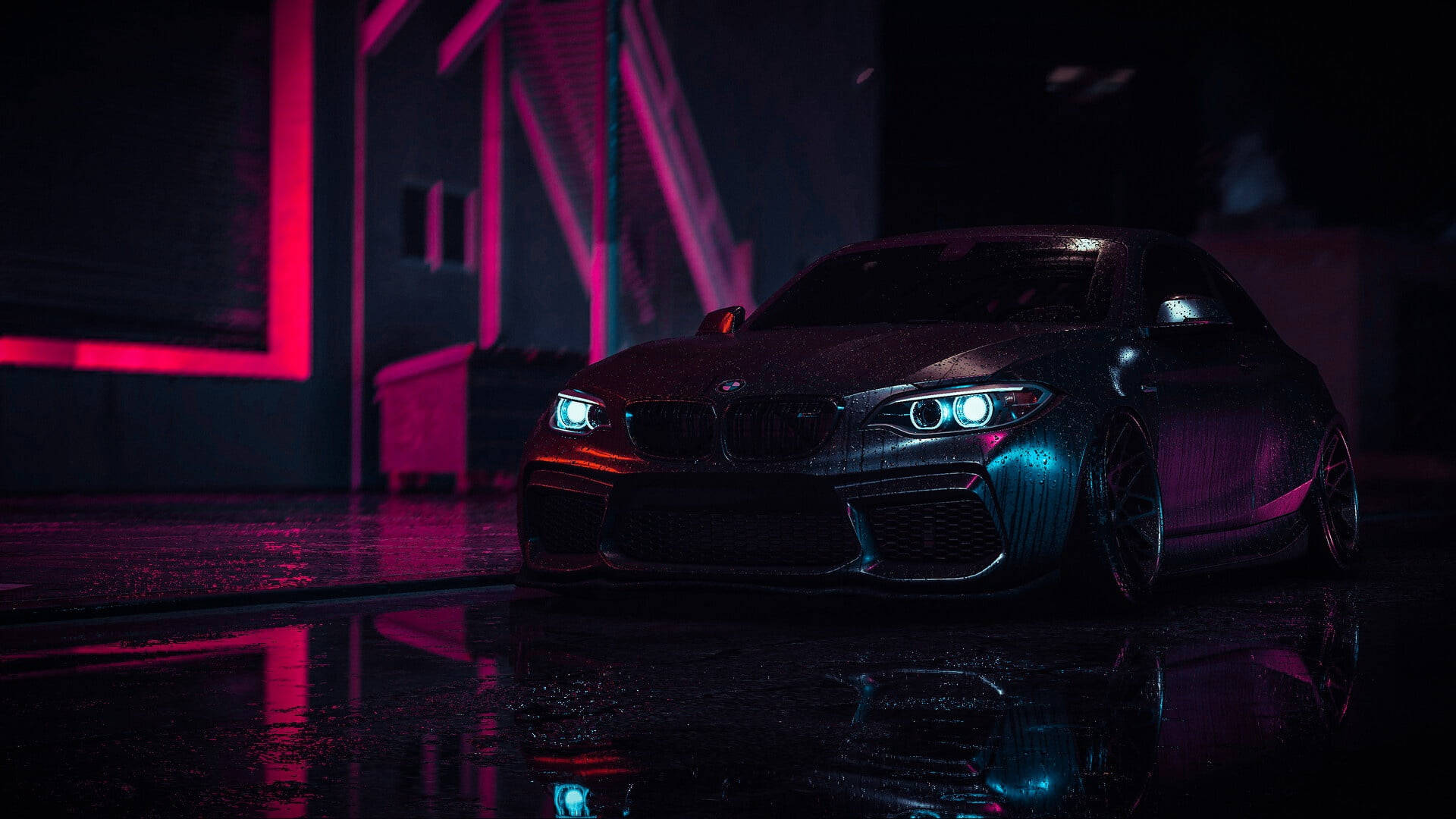 गीली काली BMW लैपटॉप वॉलपेपर