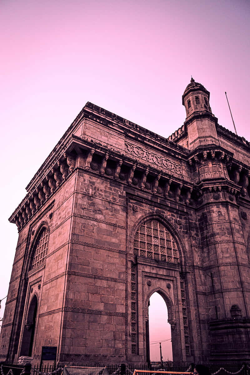 गुलाबी आसमान और गेटवे ऑफ इंडिया वॉलपेपर