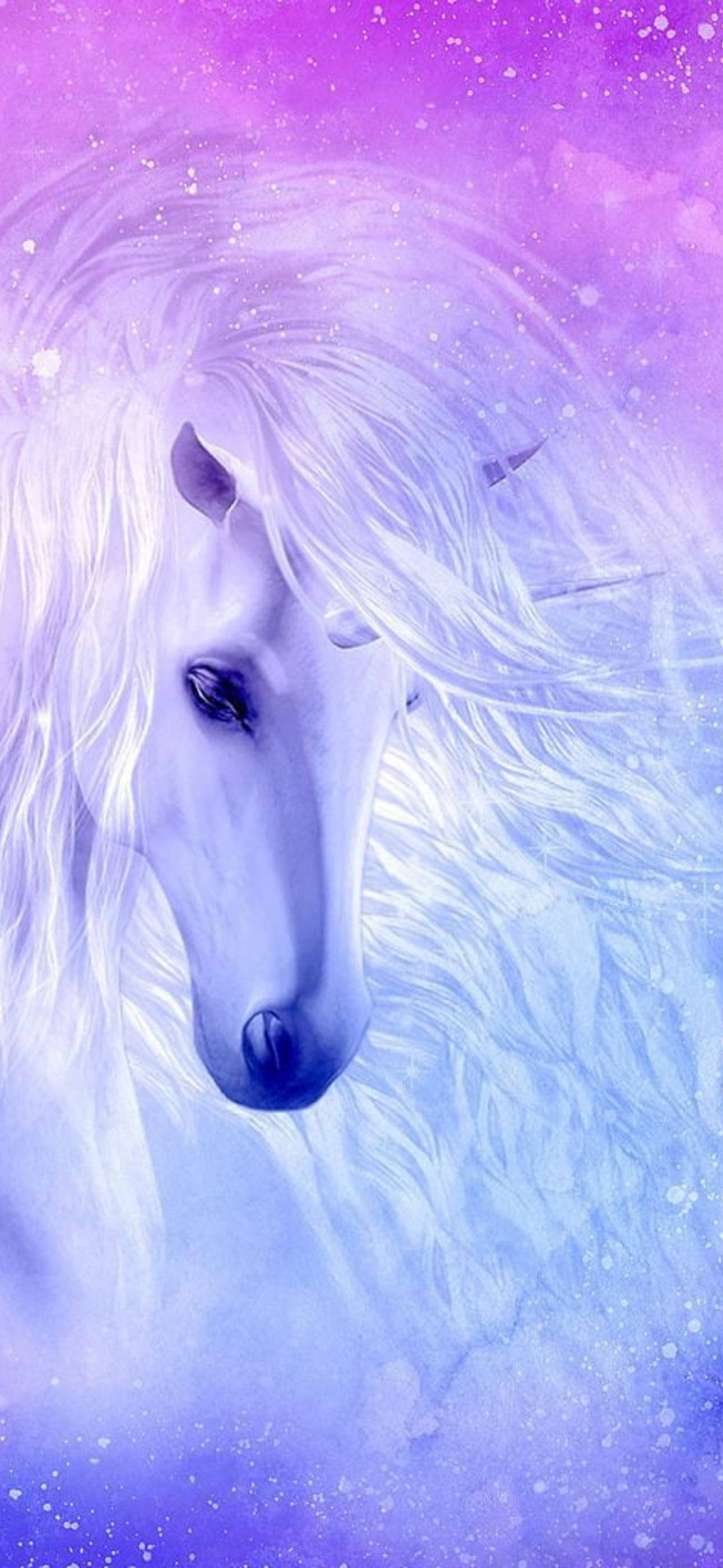 गैलेक्सी यूनिकॉर्न का क्लोज़ अप साइड एंगल वॉलपेपर
