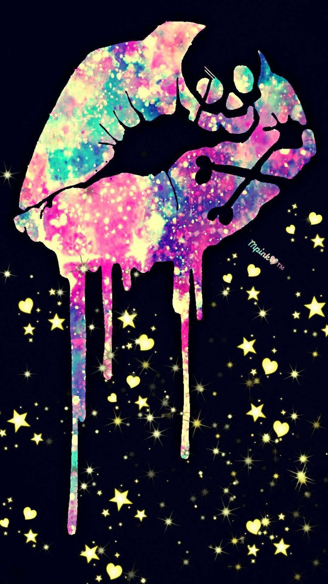 गैलेक्सी लिप्स ड्रिपिंग इफेक्ट वाली प्यारी तस्वीर वॉलपेपर