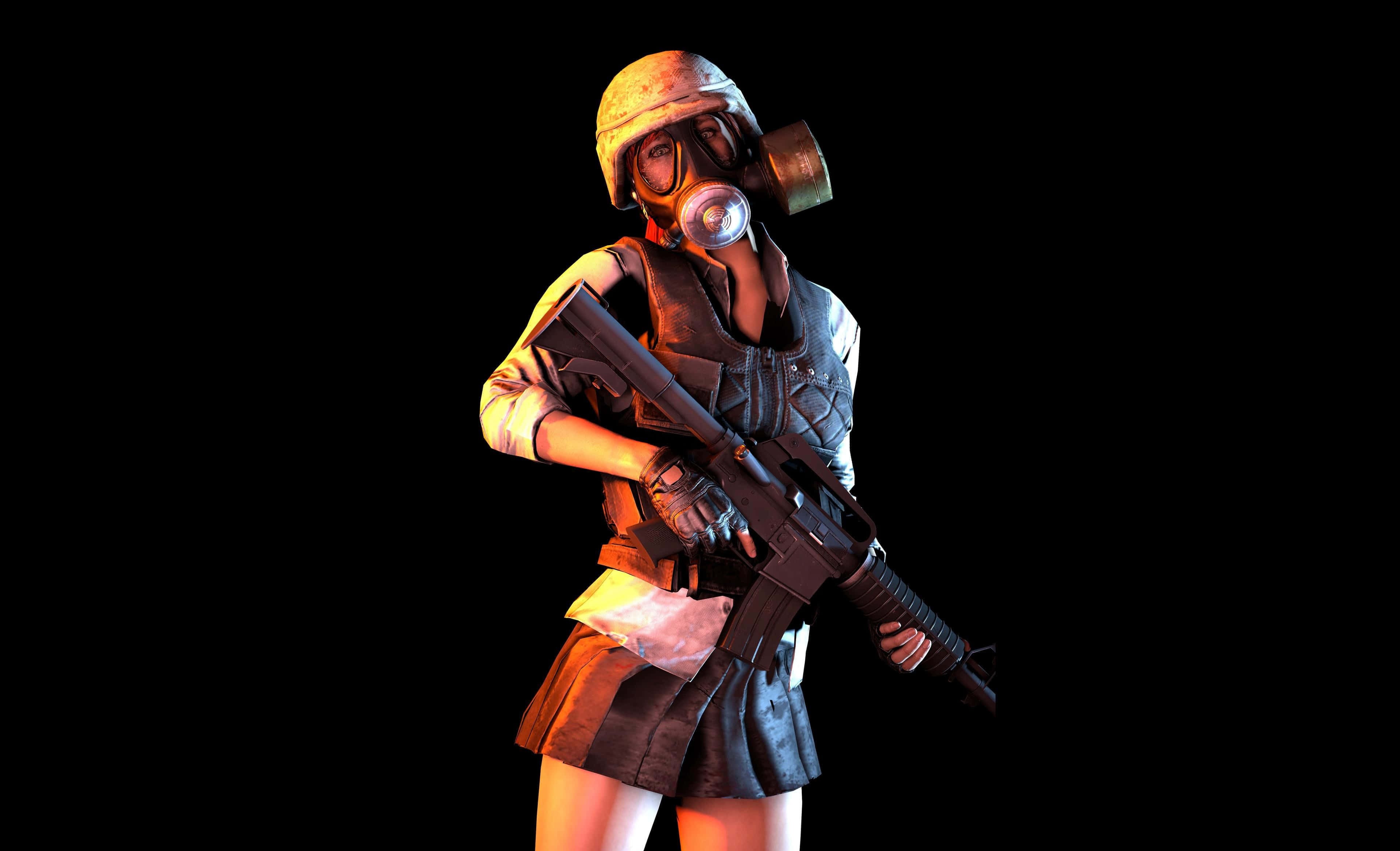 गैस मास्क के साथ PUBG गर्ल कैरेक्टर वॉलपेपर