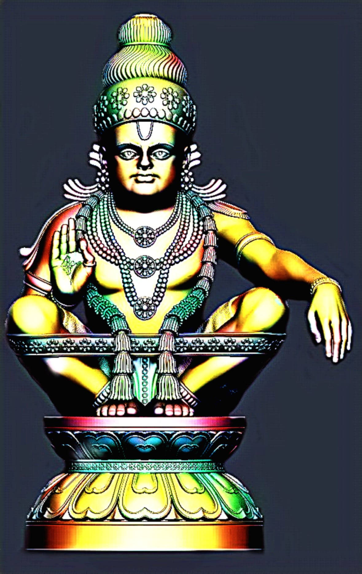 ग्रे बैकग्राउंड पर भगवान अयप्पा वॉलपेपर