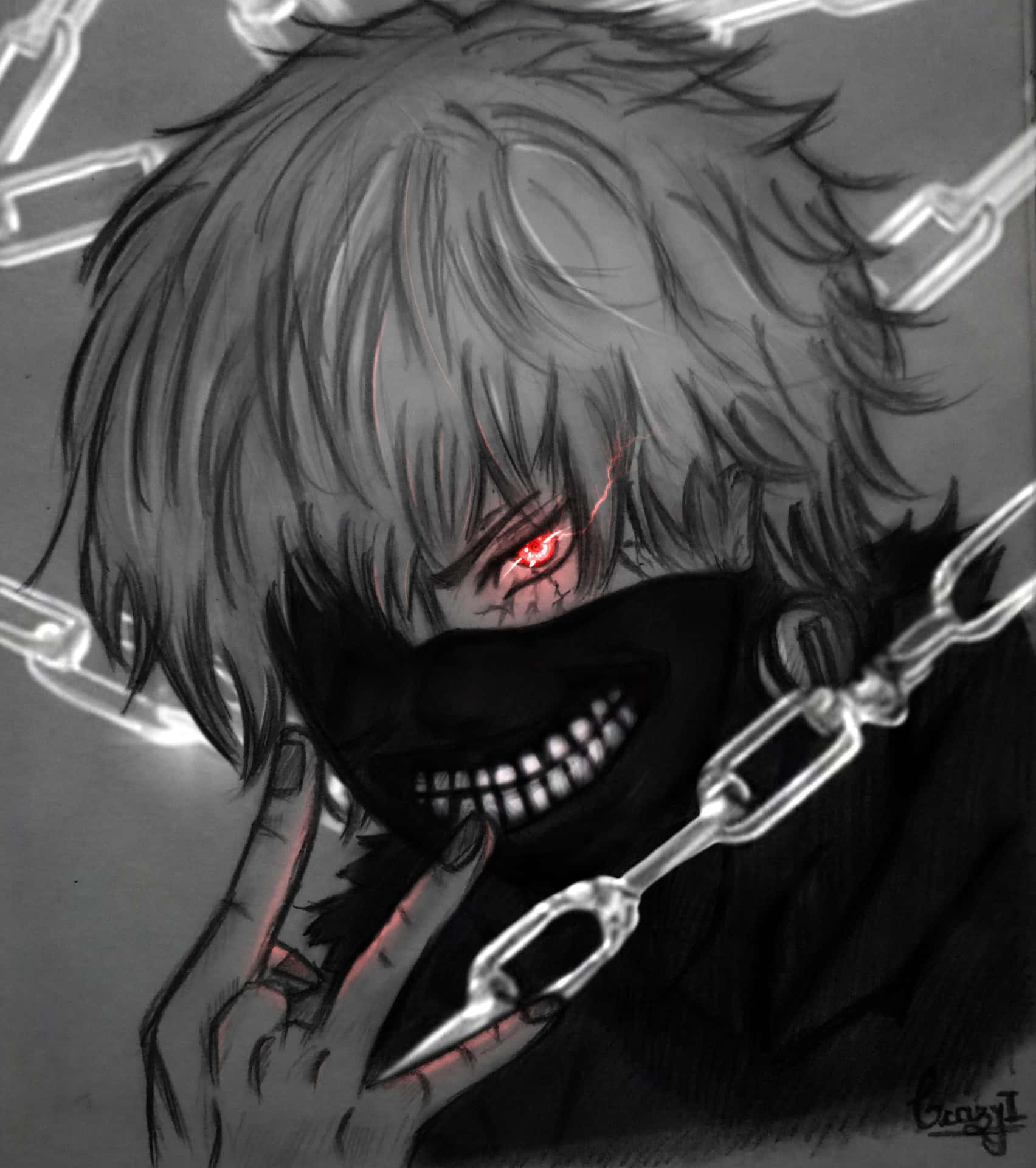 ग्रेस्केल कनेकी पीएफपी — Tokyo ghoul GIF वॉलपेपर