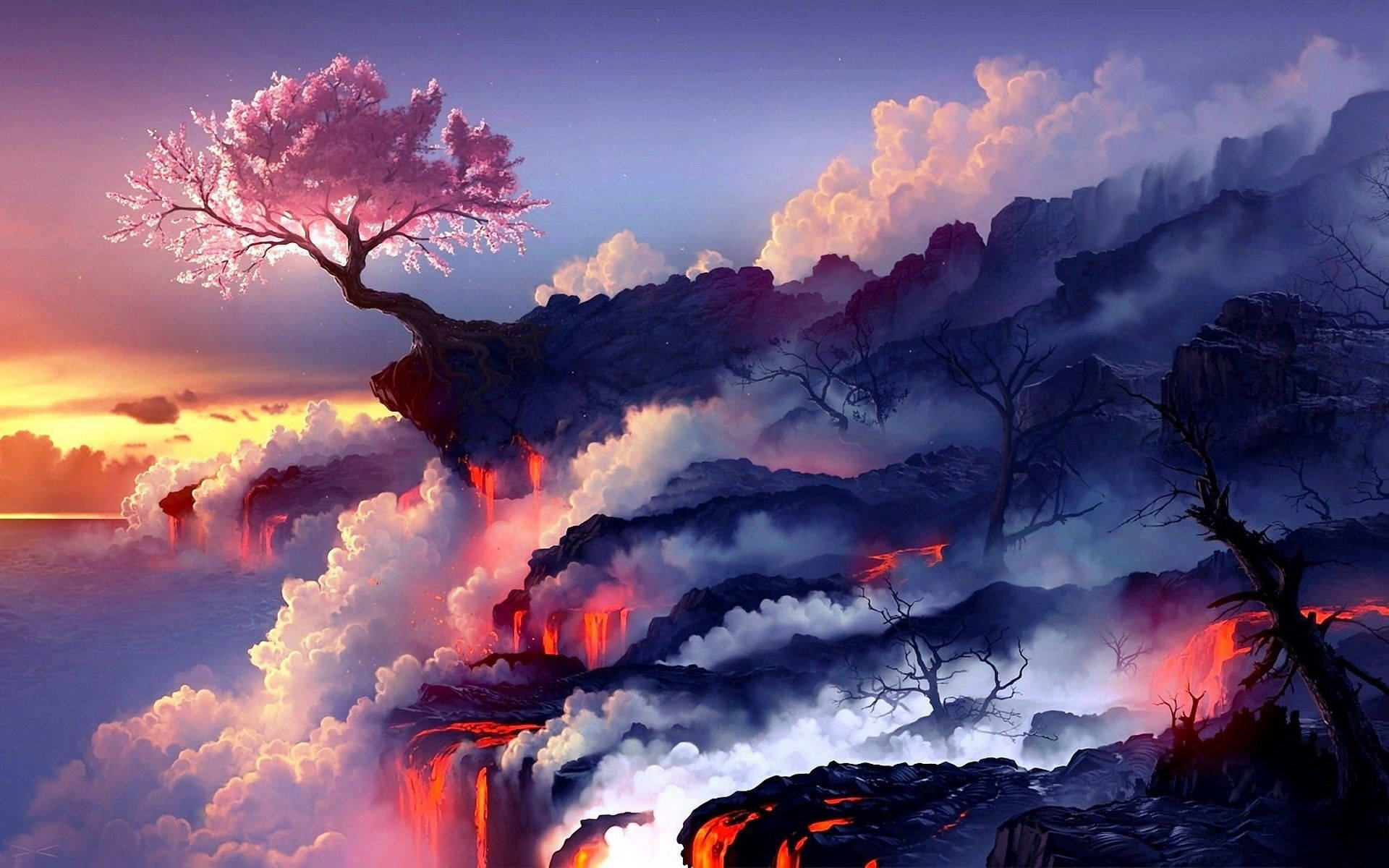 चेरी ब्लॉसम एनीमे आर्ट वॉलपेपर — चेरी ब्लॉसम वॉलपेपर