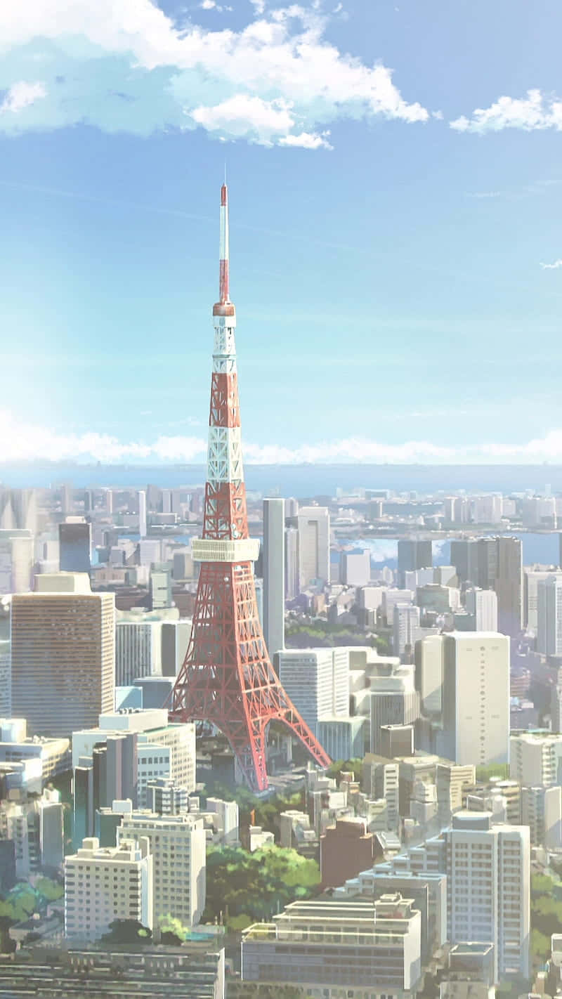 टोक्यो एनीमे टावर का हवाई दृश्य — Japan GIF वॉलपेपर