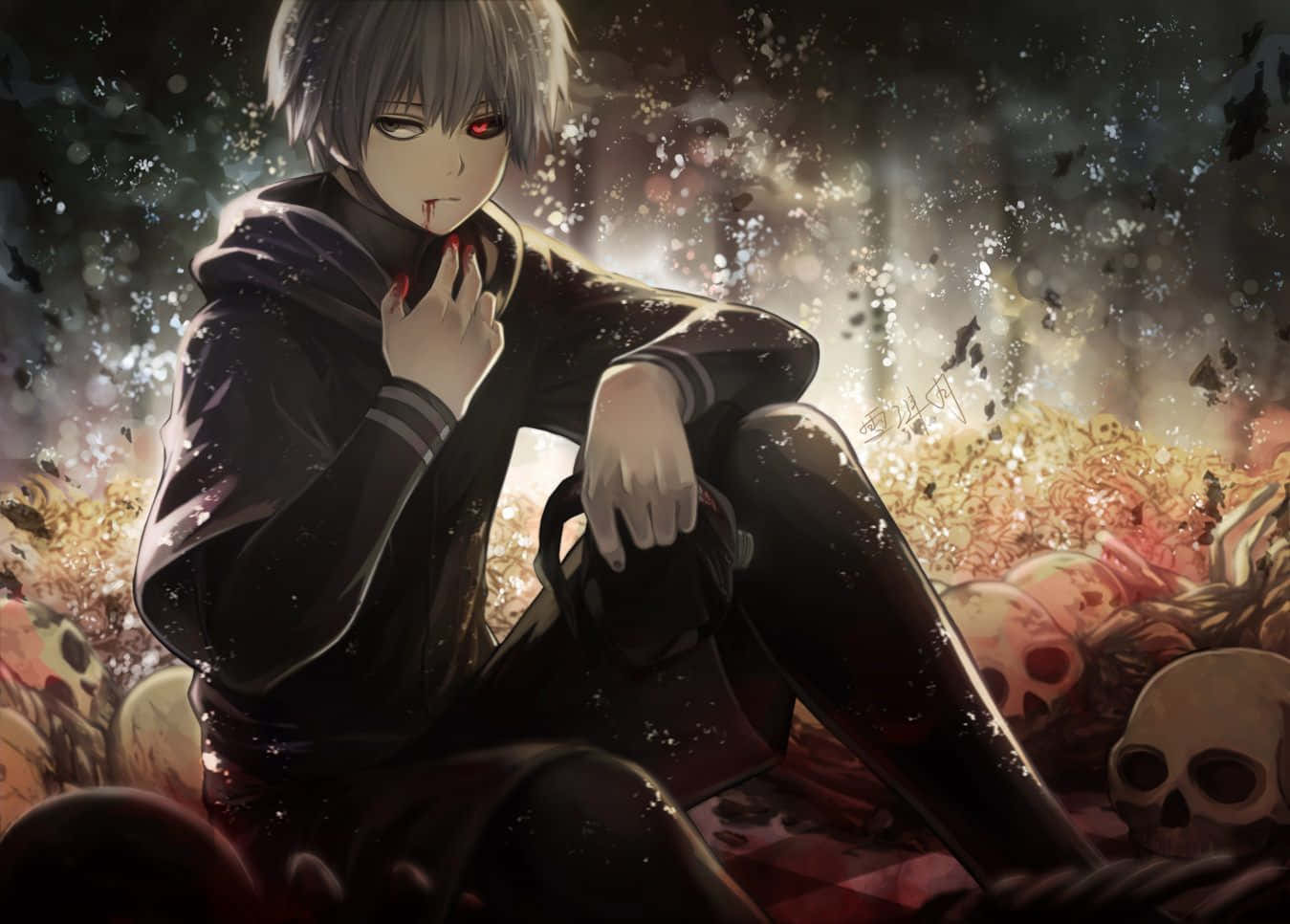 टोक्यो घोल से एक छायादार आकृति बाहर देखती है वॉलपेपर