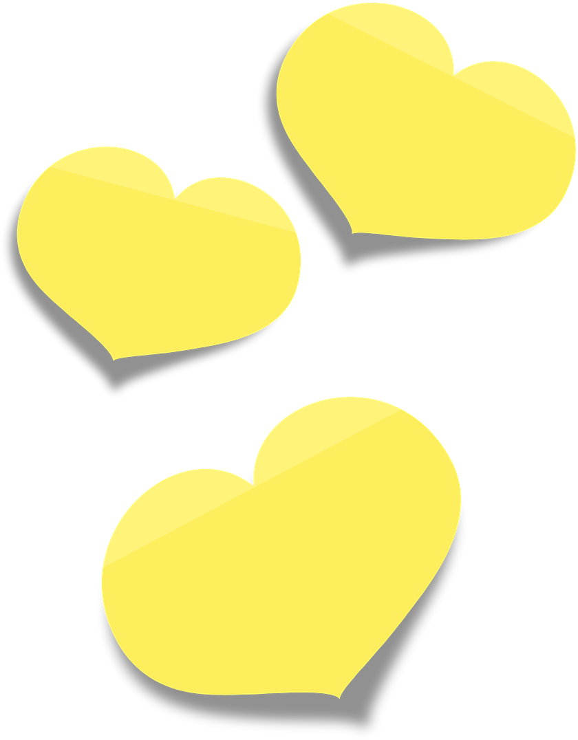 दिल के आकार के पीले स्टिकी नोट्स वॉलपेपर
