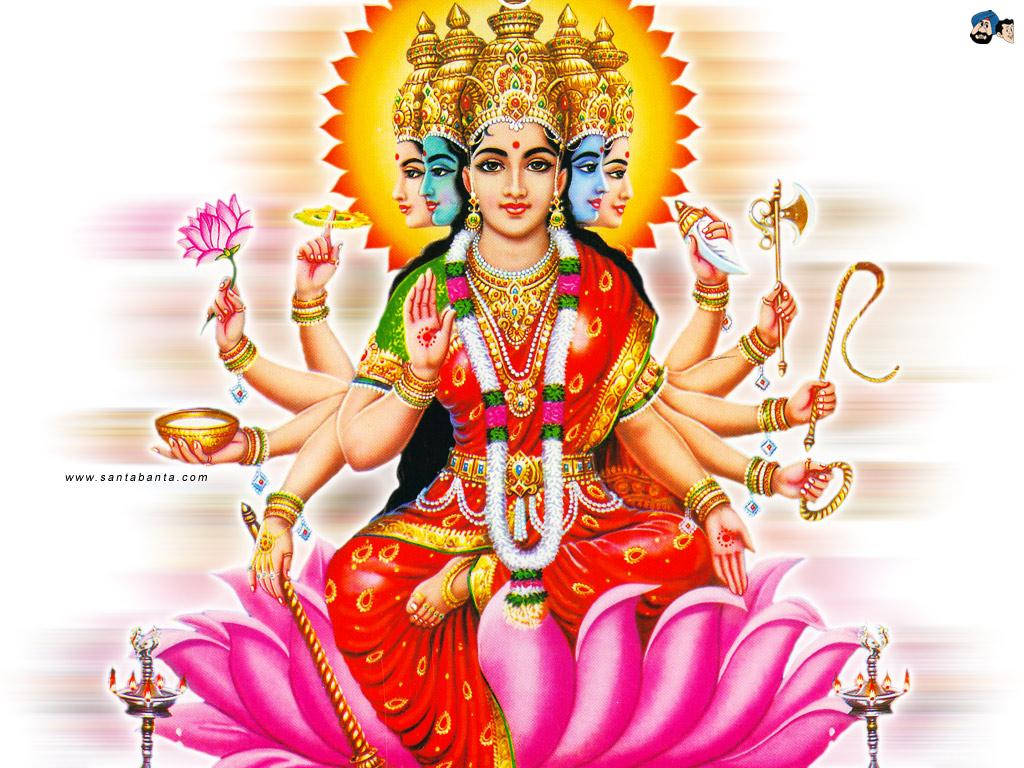 दिव्य तेज - दस हाथों वाली देवी लक्ष्मी वॉलपेपर