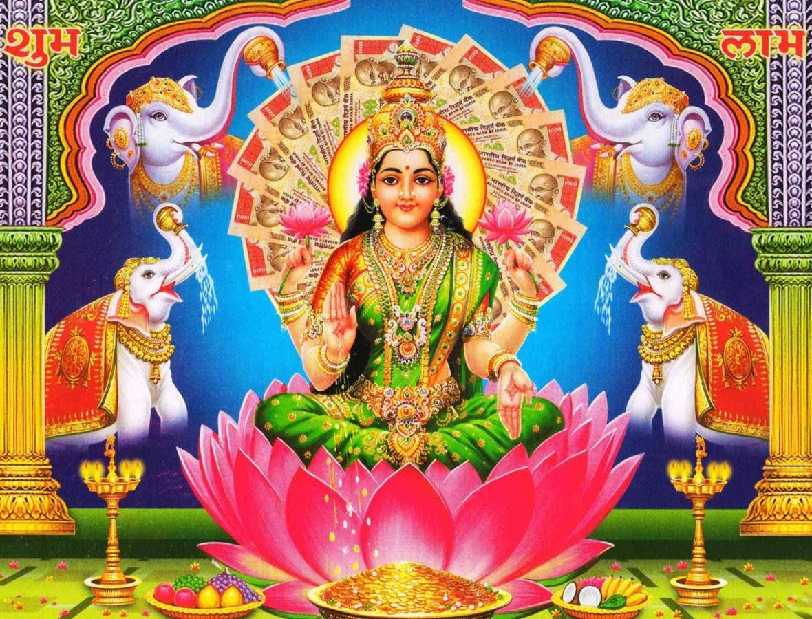 धन से सुसज्जित लक्ष्मी वॉलपेपर
