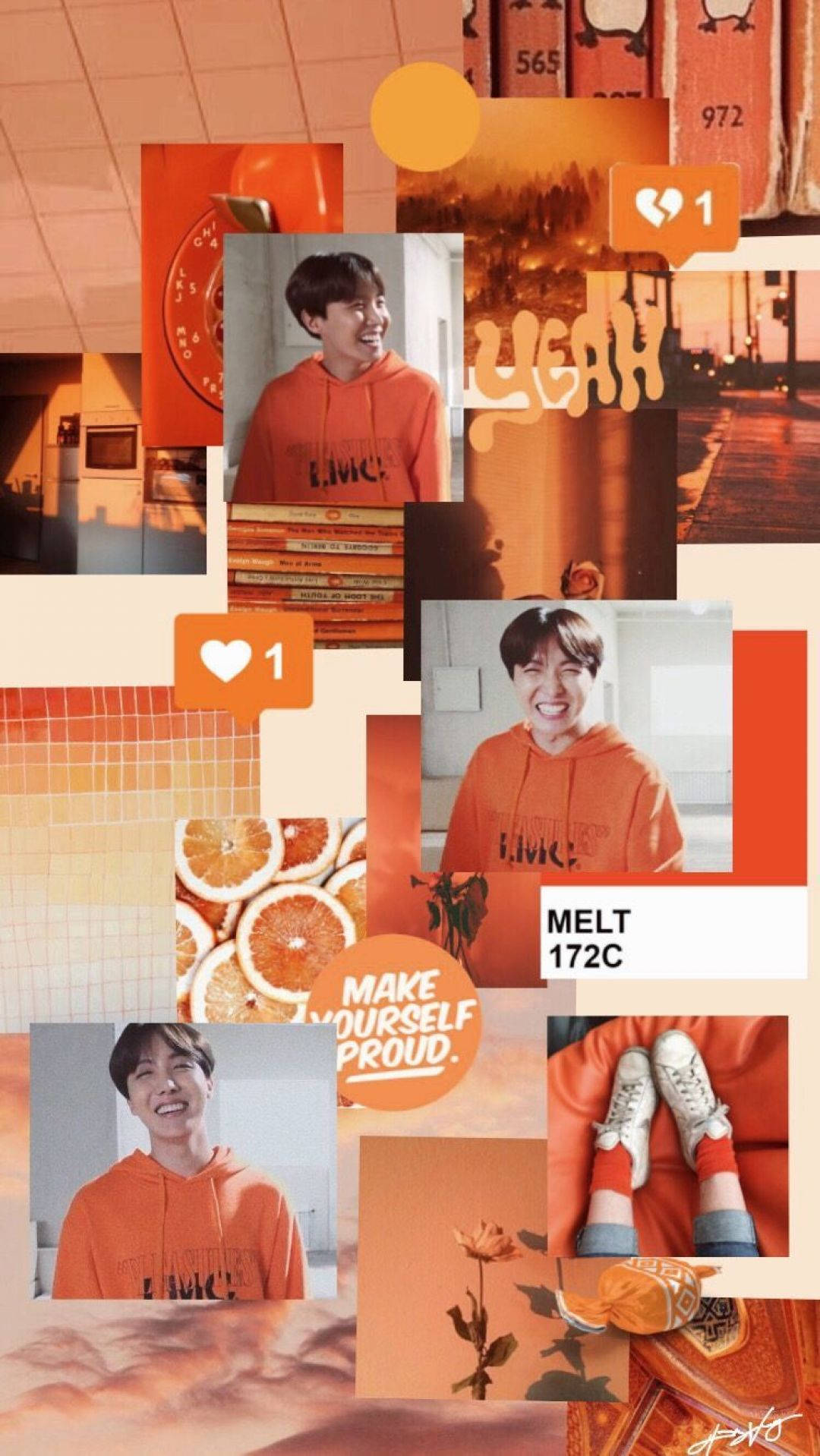 नारंगी BTS एस्थेटिक Jhope वॉलपेपर