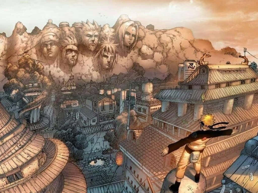 नारुतो कोनोहा गांव और होकेज रॉक में वॉलपेपर