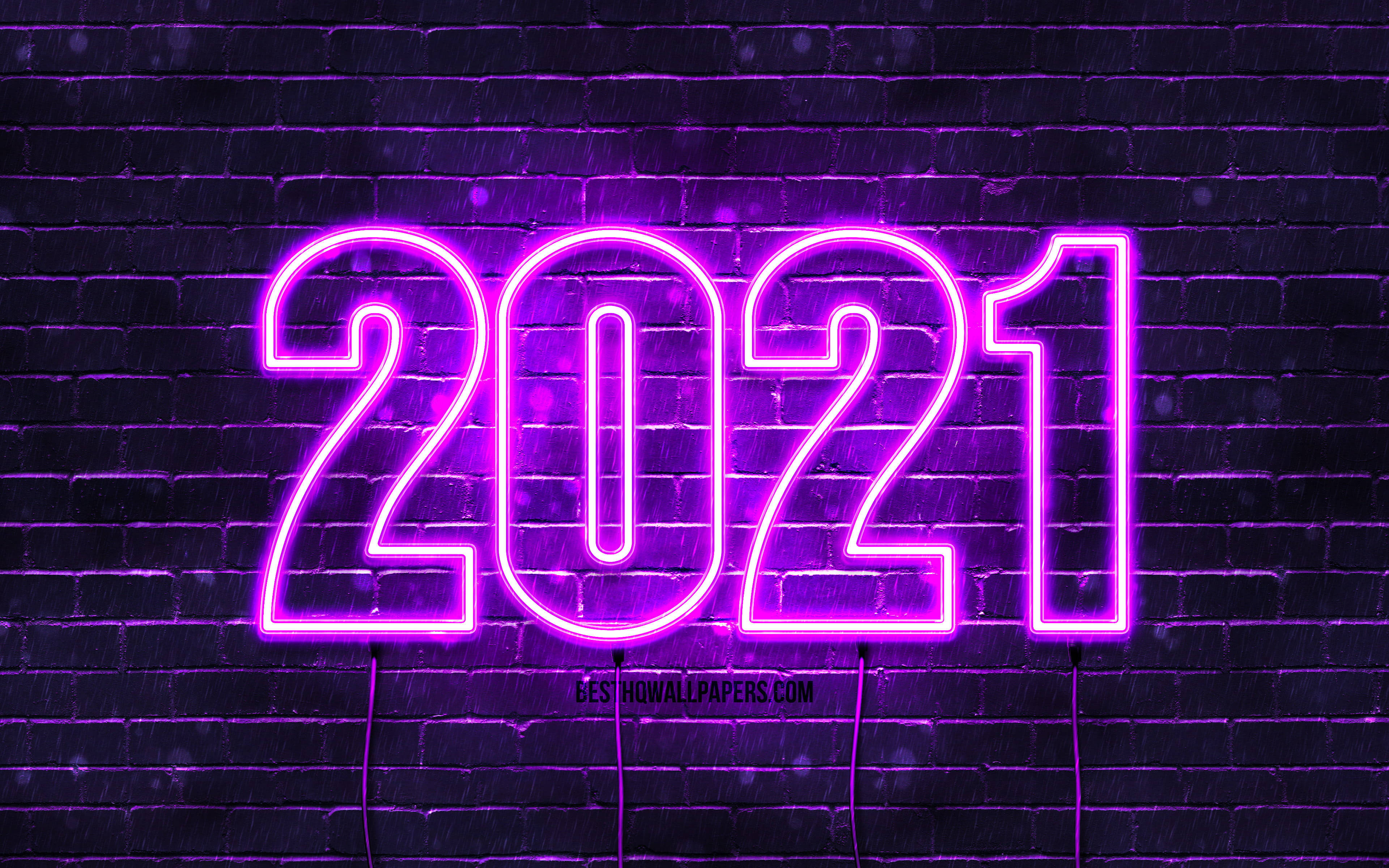 नियॉन पर्पल नया साल 2021 शुभकामना वॉलपेपर