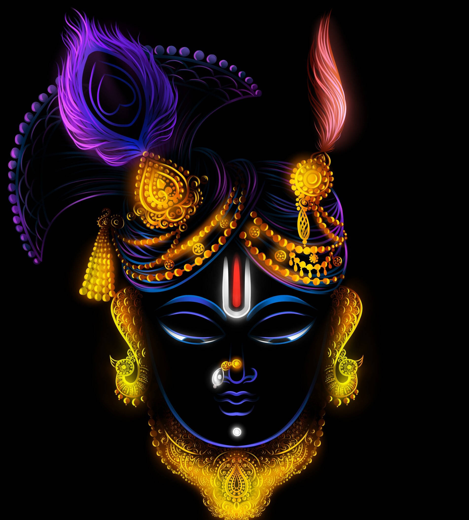 नीयन आर्ट में श्रीनाथजी वॉलपेपर