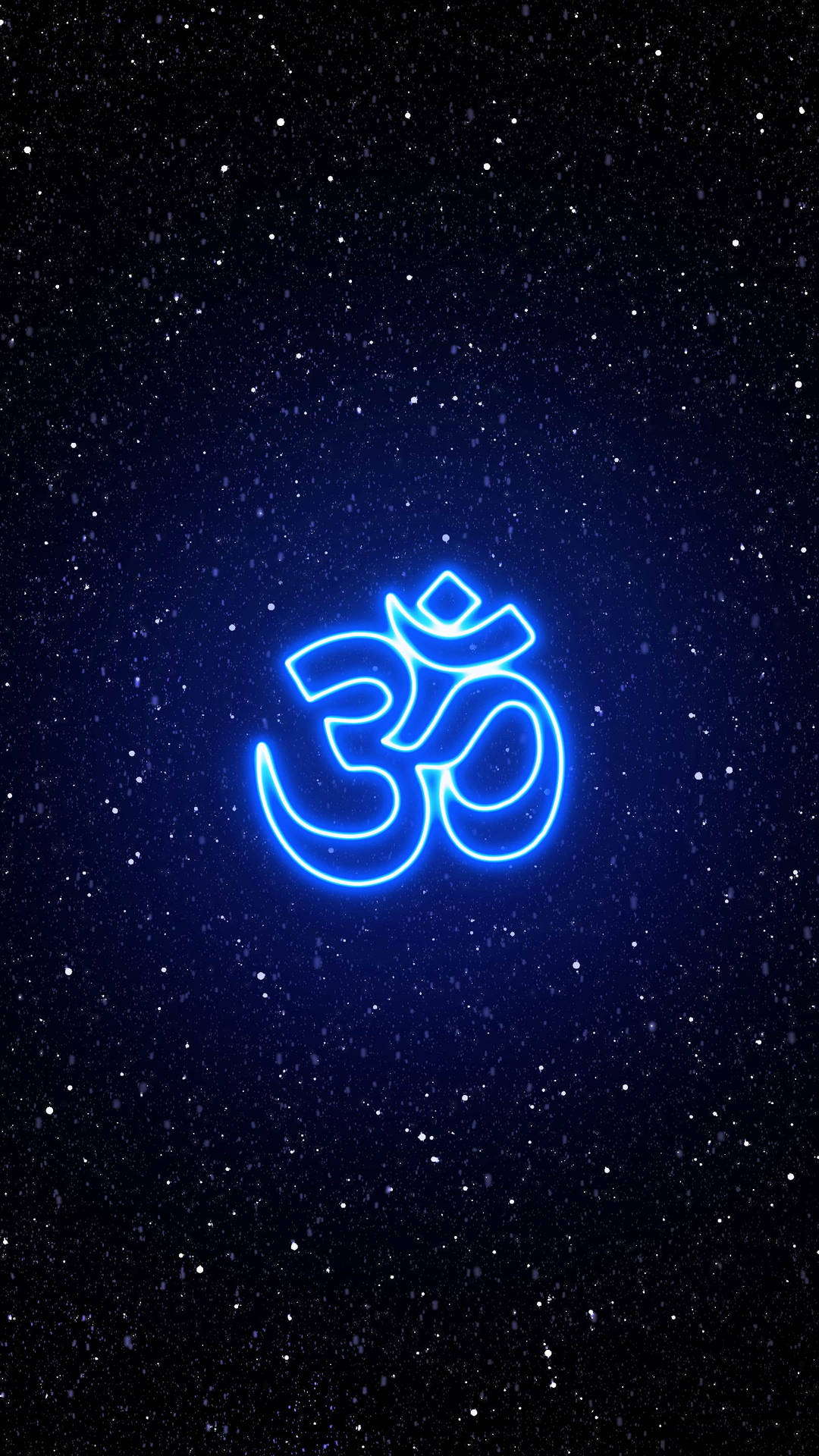 नीला चमकता ओम प्रतीक — नियॉन वॉलपेपर