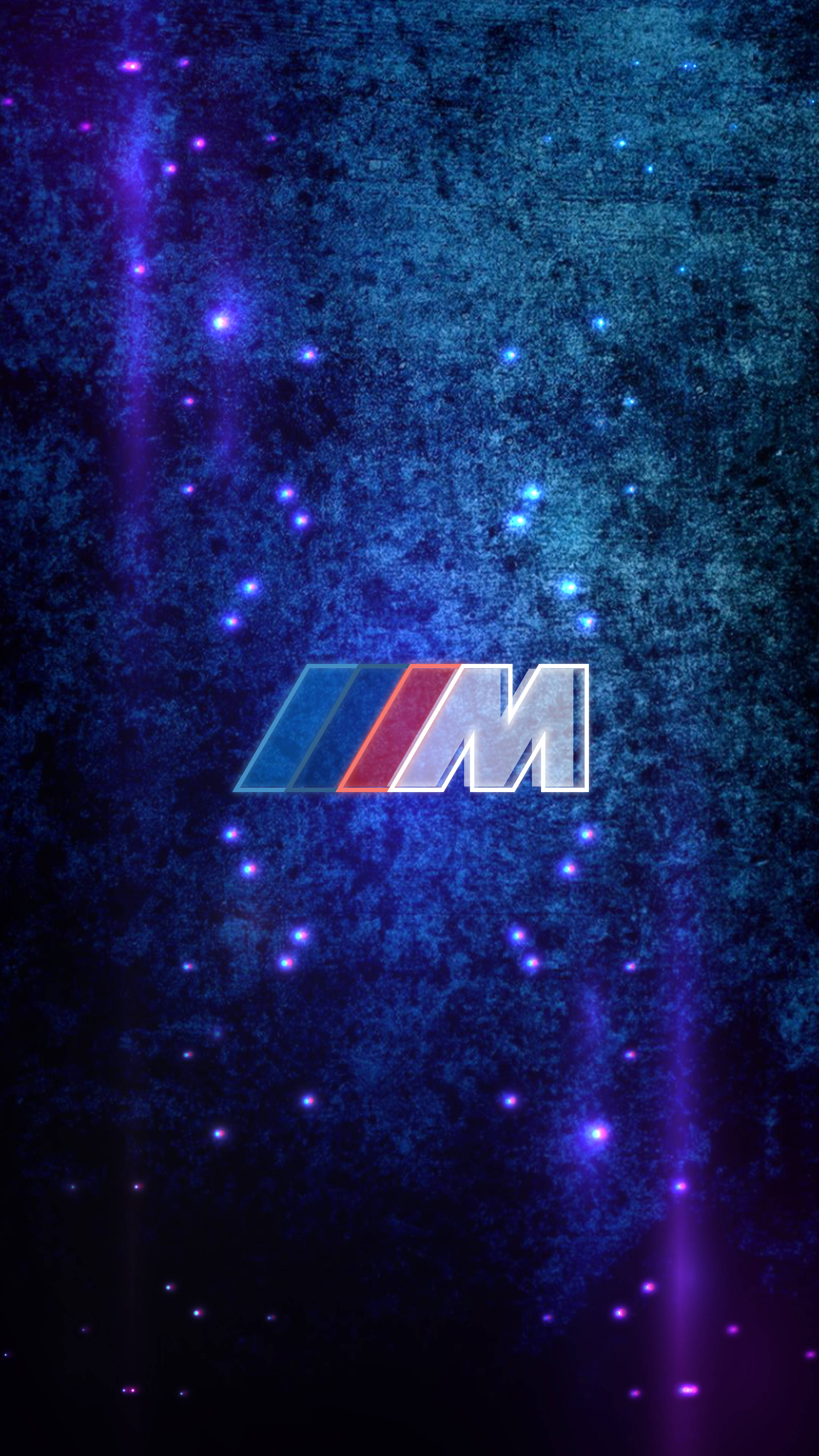 नीला बैंगनी स्पार्कल्स BMW M लोगो वॉलपेपर