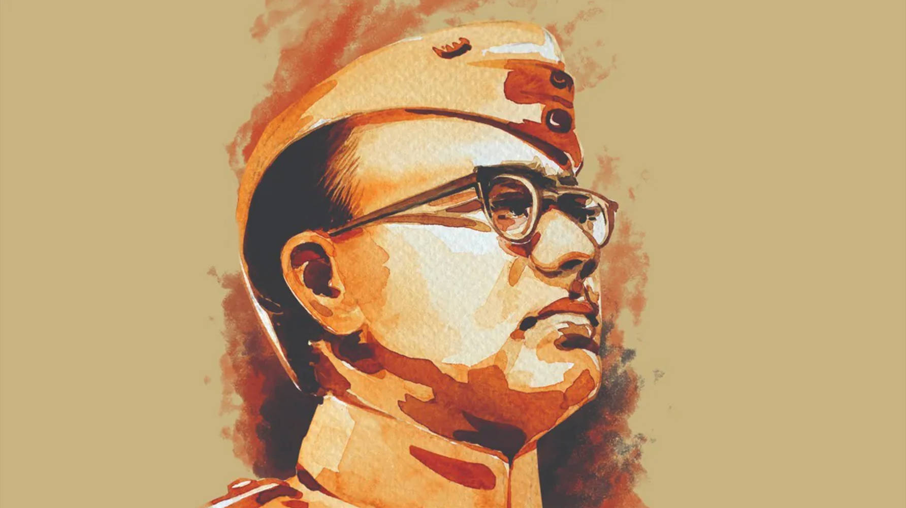 नेताजी बोस का भूरा और कांस्य चित्र वॉलपेपर