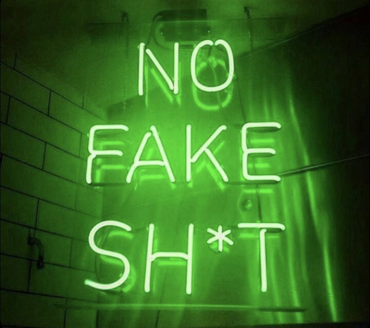 नो फेक श*ट नियॉन ग्रीन एस्थेटिक वॉलपेपर
